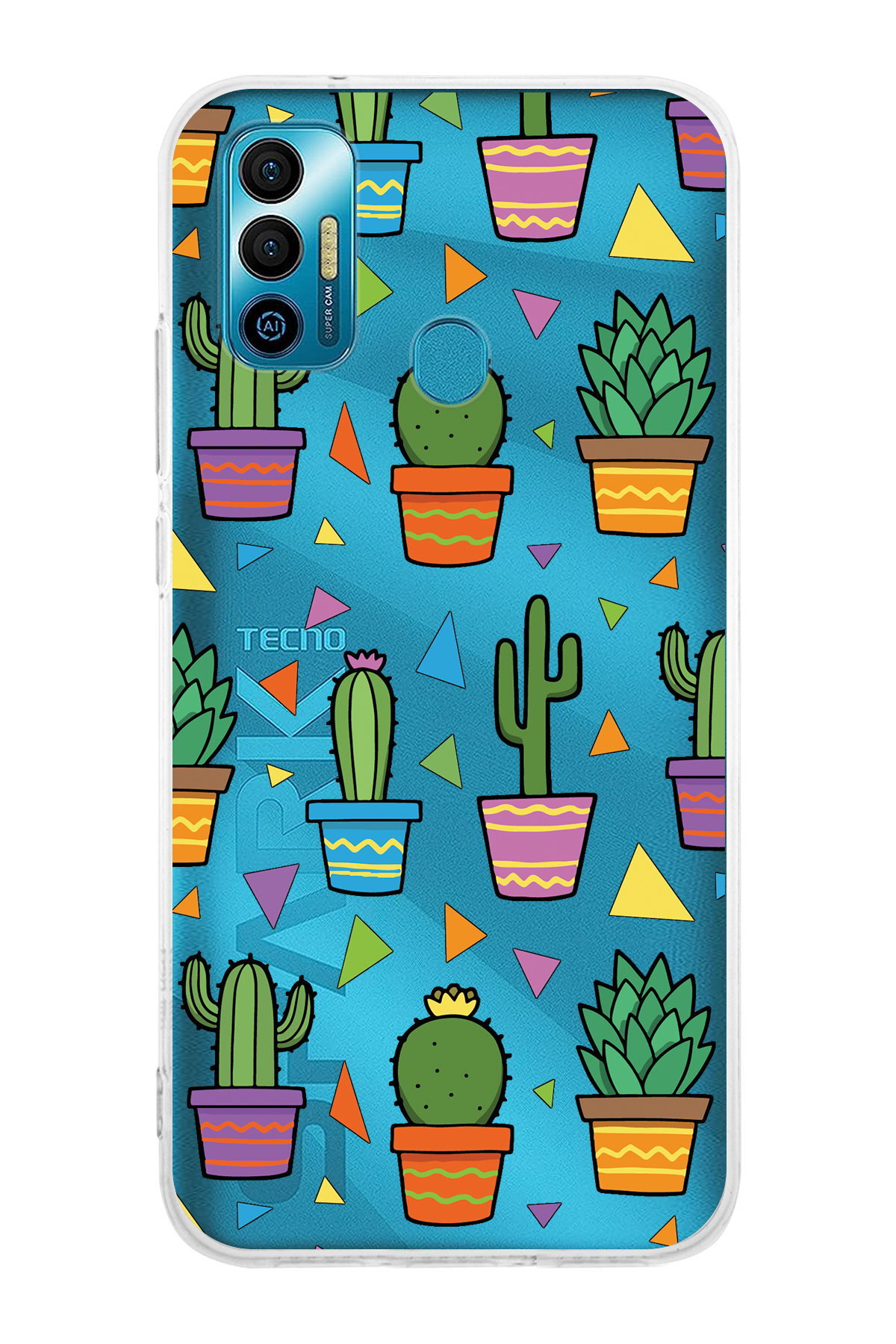 Tecno Spark 7 ile Uyumlu 1mm Slim Fit Water Color 4 Baskılı Şeffaf  Kılıf