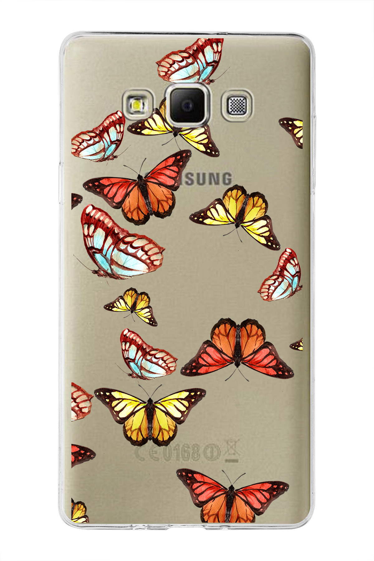 Samsung Galaxy A7 ile Uyumlu 1mm Slim Fit Water Color 2 Baskılı Şeffaf  Kılıf