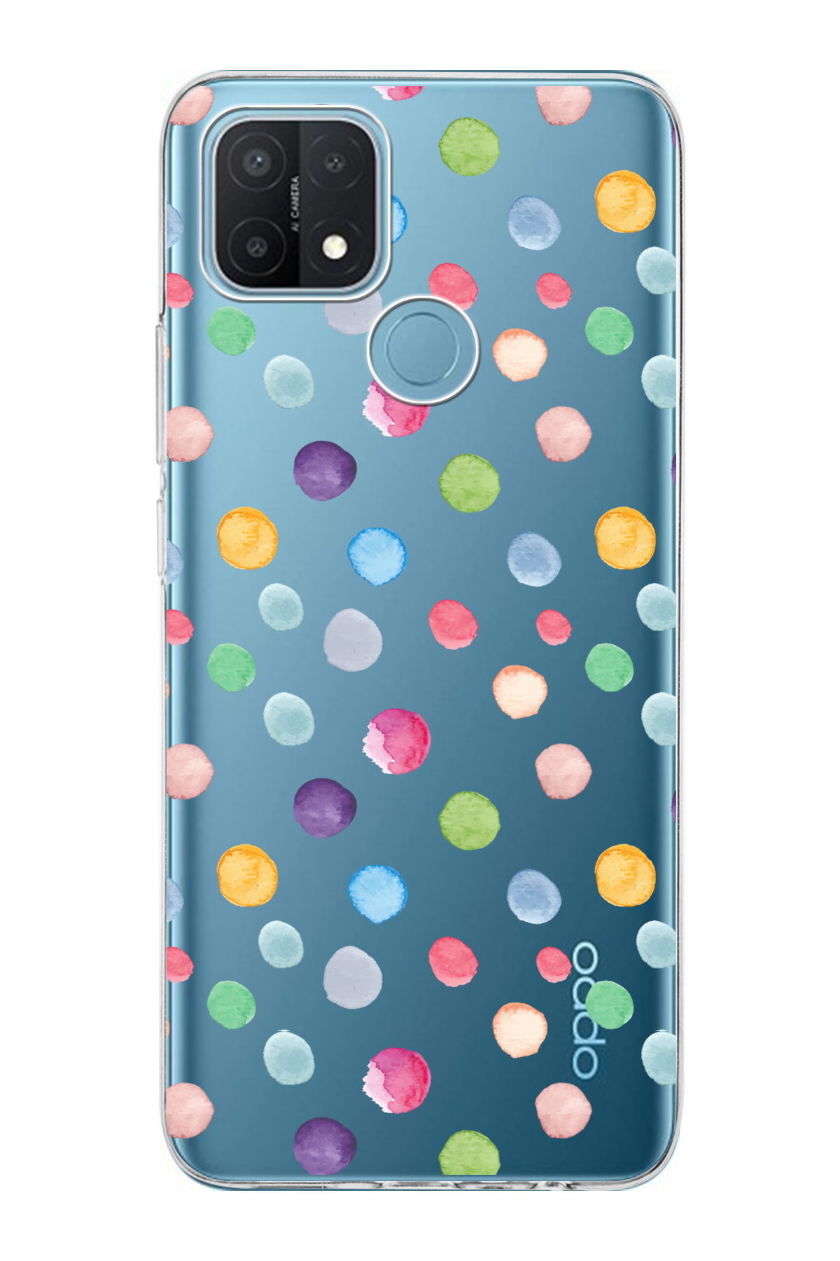 Oppo A15  ile Uyumlu 1mm Slim Fit Water Color 6 Baskılı Şeffaf  Kılıf