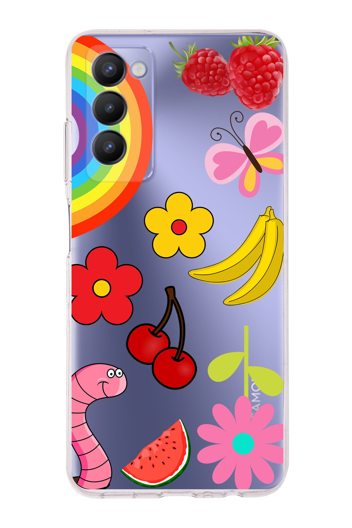 Tecno Camon 18P ile Uyumlu 1mm Slim Fit Water Color 5 Baskılı Şeffaf  Kılıf