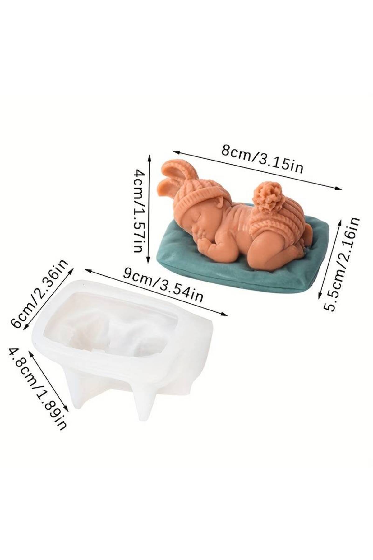 HogART Design Yastıklı Tavşan Bebek Sabun Mum & Kokulutaş Silikon Kalıbı fotoğrafı 6 (önizleme)