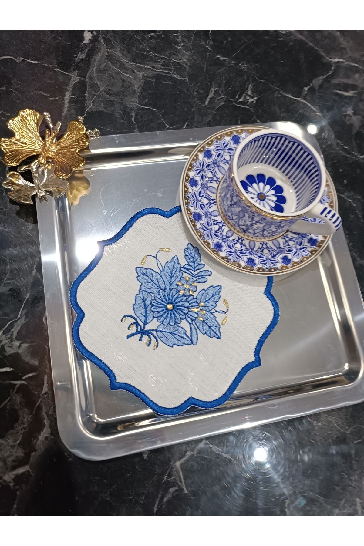 Femme En Bleu Kokteyl Ve Kahve Yanı Sunum Peçetesi 6 Adet