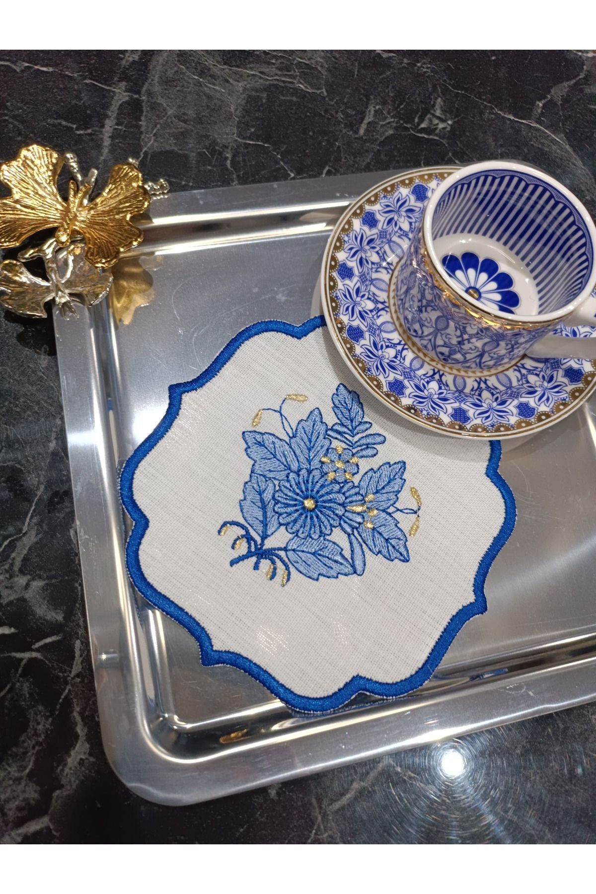 Femme En Bleu Kokteyl Ve Kahve Yanı Sunum Peçetesi 6 Adet