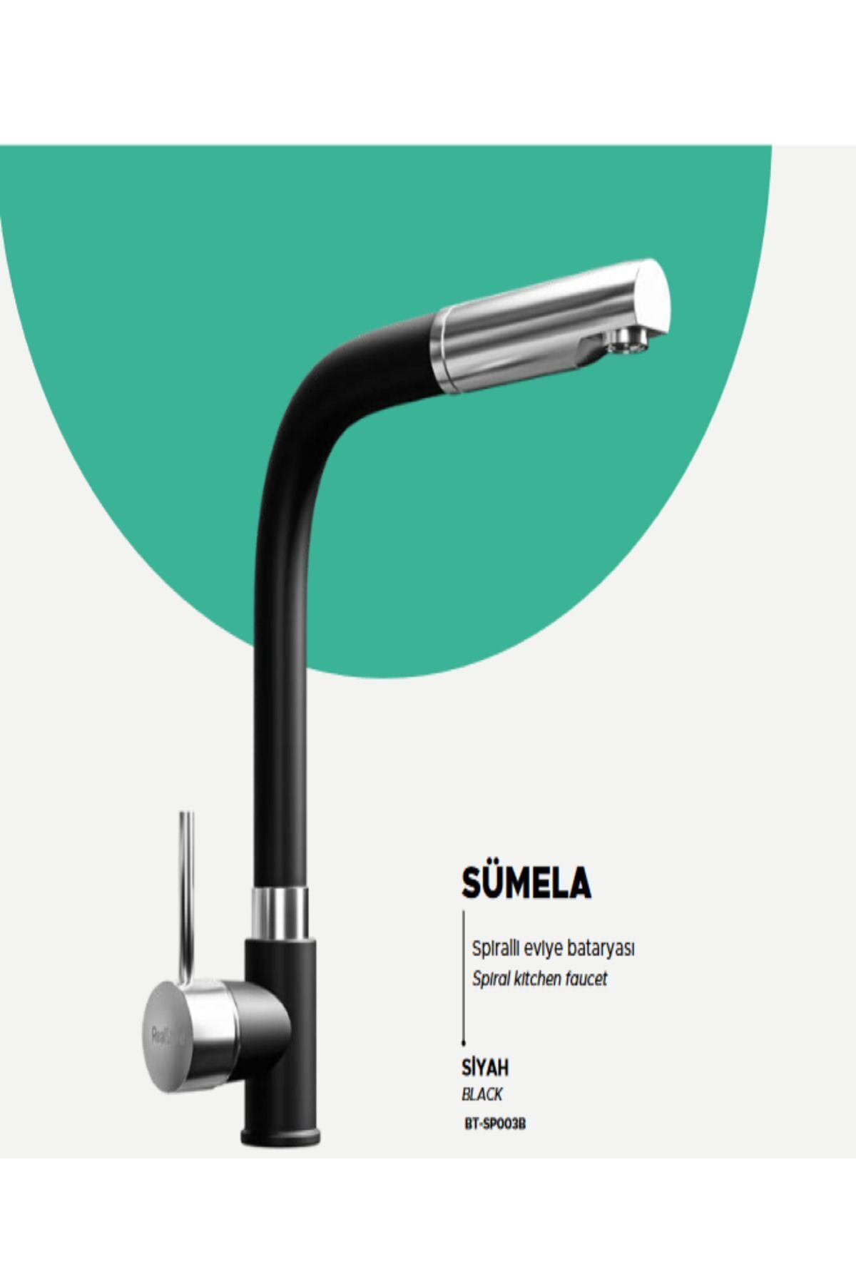 Real Stone Sink Mixer with Sumela Spiral - Black