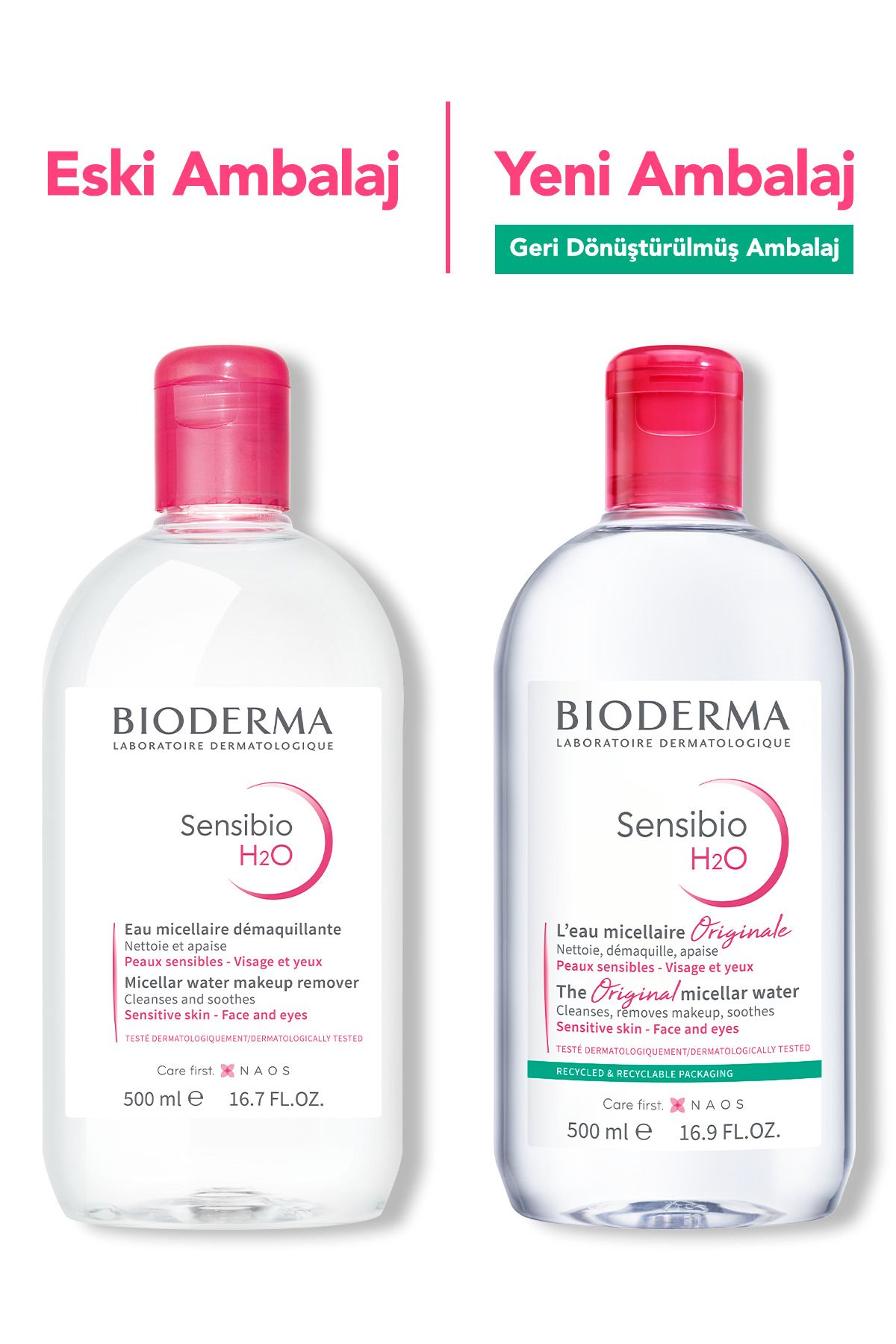 Bioderma-Sensibio H2O Micellar Make-Up Cleansing Water for Sensitive and Normal Skin 500 ml 3