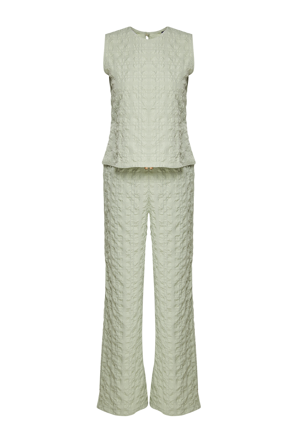 Trendyolmilla  Mint Bürümcük Dokuma Bluz-Pantolon Takım TWOSS24AU00132 - Görsel 6