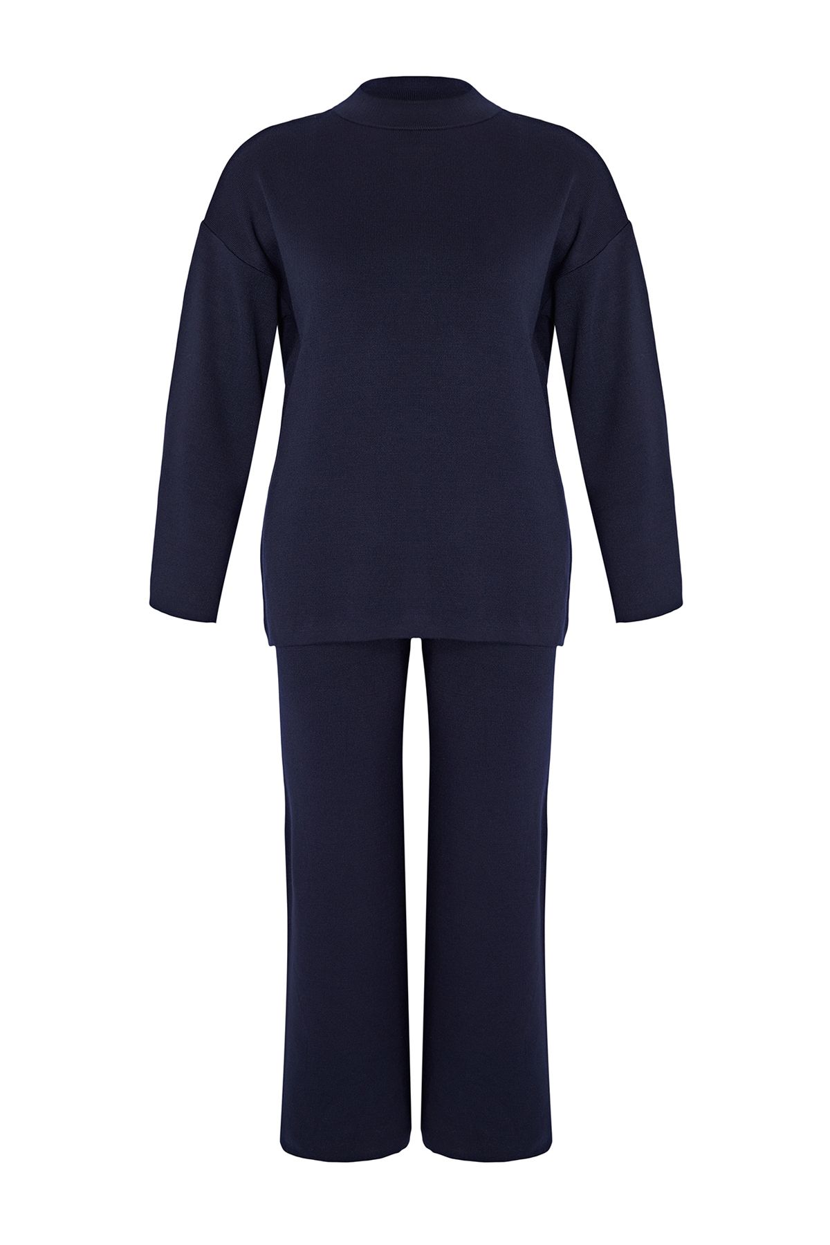 Trendyol Curve-Set de tricotaje bleumarin de marime mare - Set de jos și de sus 6