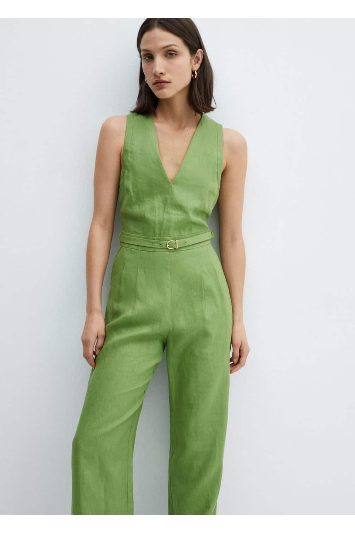 100% linen overalls with belt