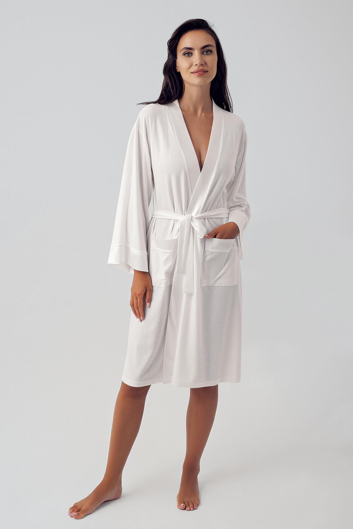 Women's Long Sleeve Stretch Viscose Short Robe