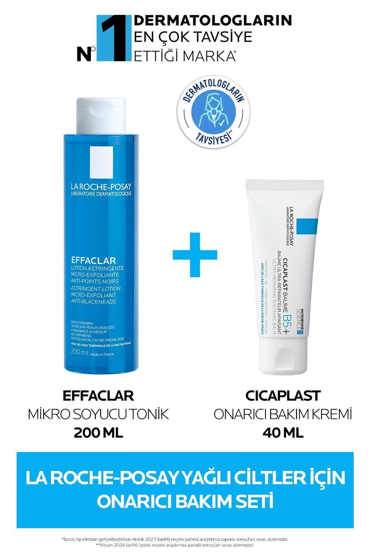 La Roche Posay Effaclar Тоник для кожи, склонной к акне, 200 мл и восстанавливающий крем Cicaplast, 40 мл LRP20220009