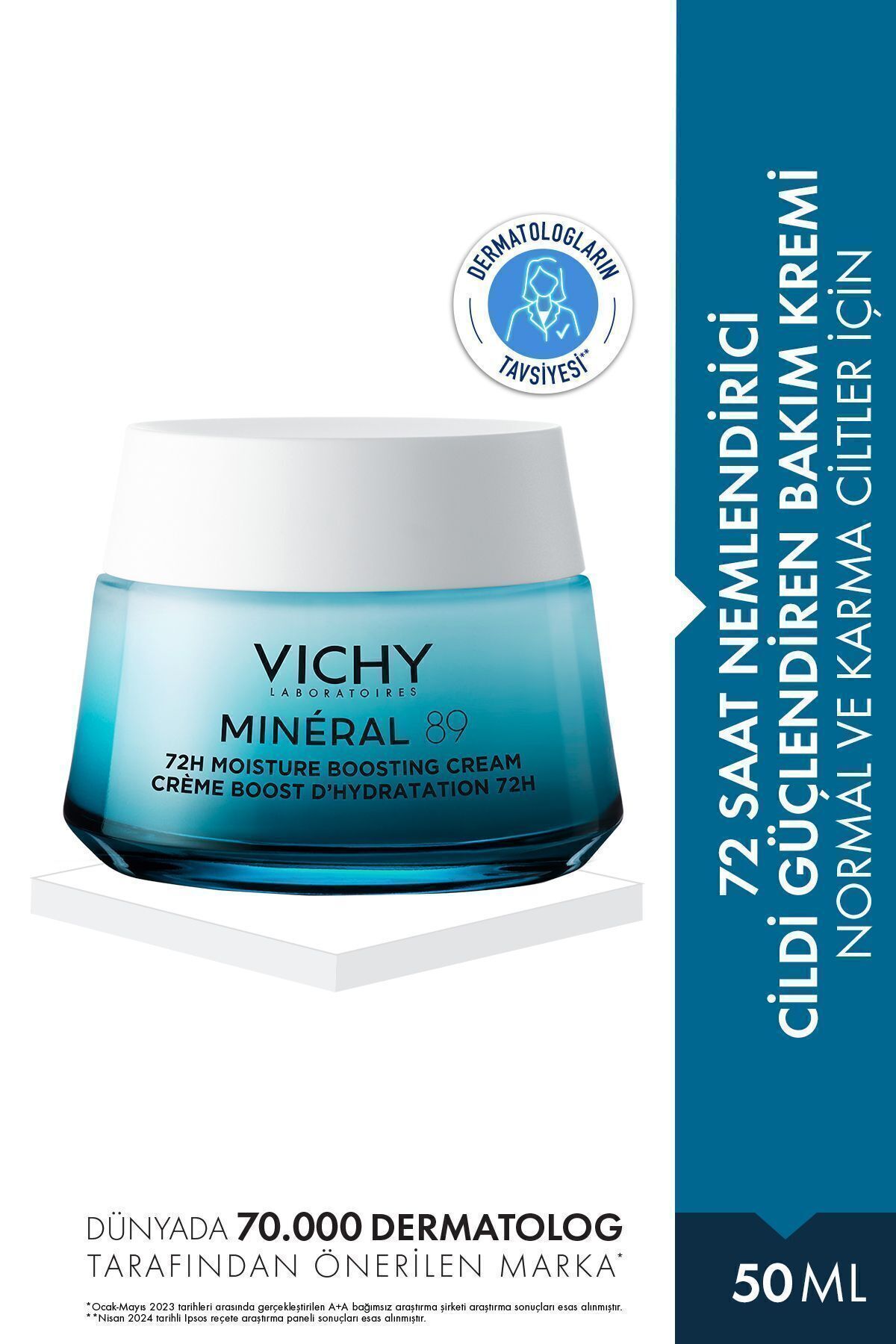 Vichy Mineral 89 Укрепляющий кожу 72-часовой увлажняющий крем для ухода за нормальной и жирной кожей 50 мл 3337875831888