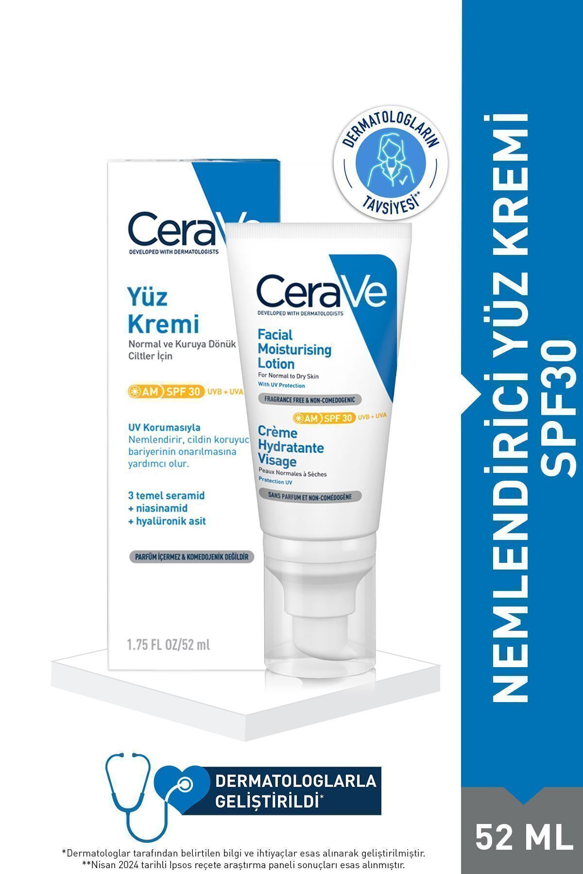 CeraVe Увлажняющий крем для лица SPF30 для нормальной и сухой кожи 52 мл SPF30