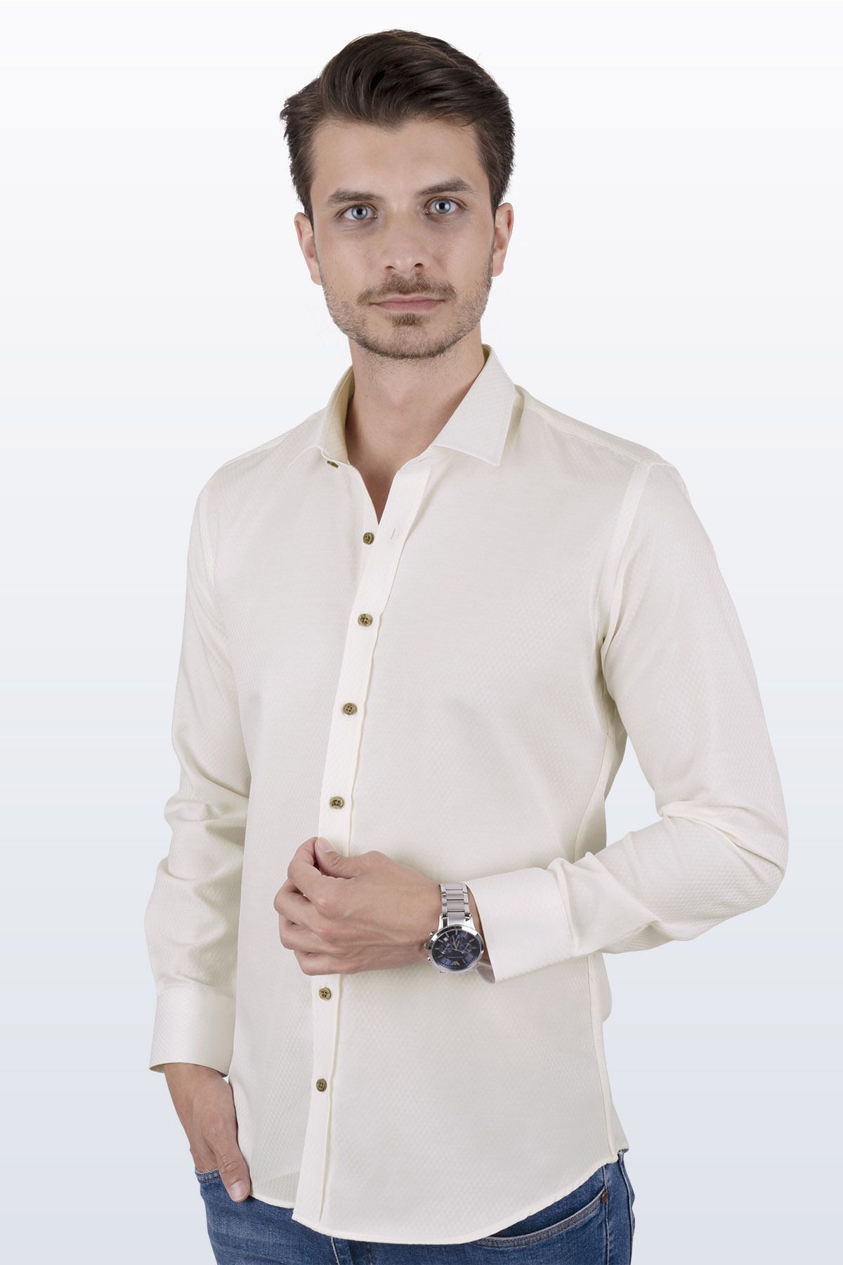 Etikmen-Krémes Baklava mintás Slimfit dobozos ajándék ing 6