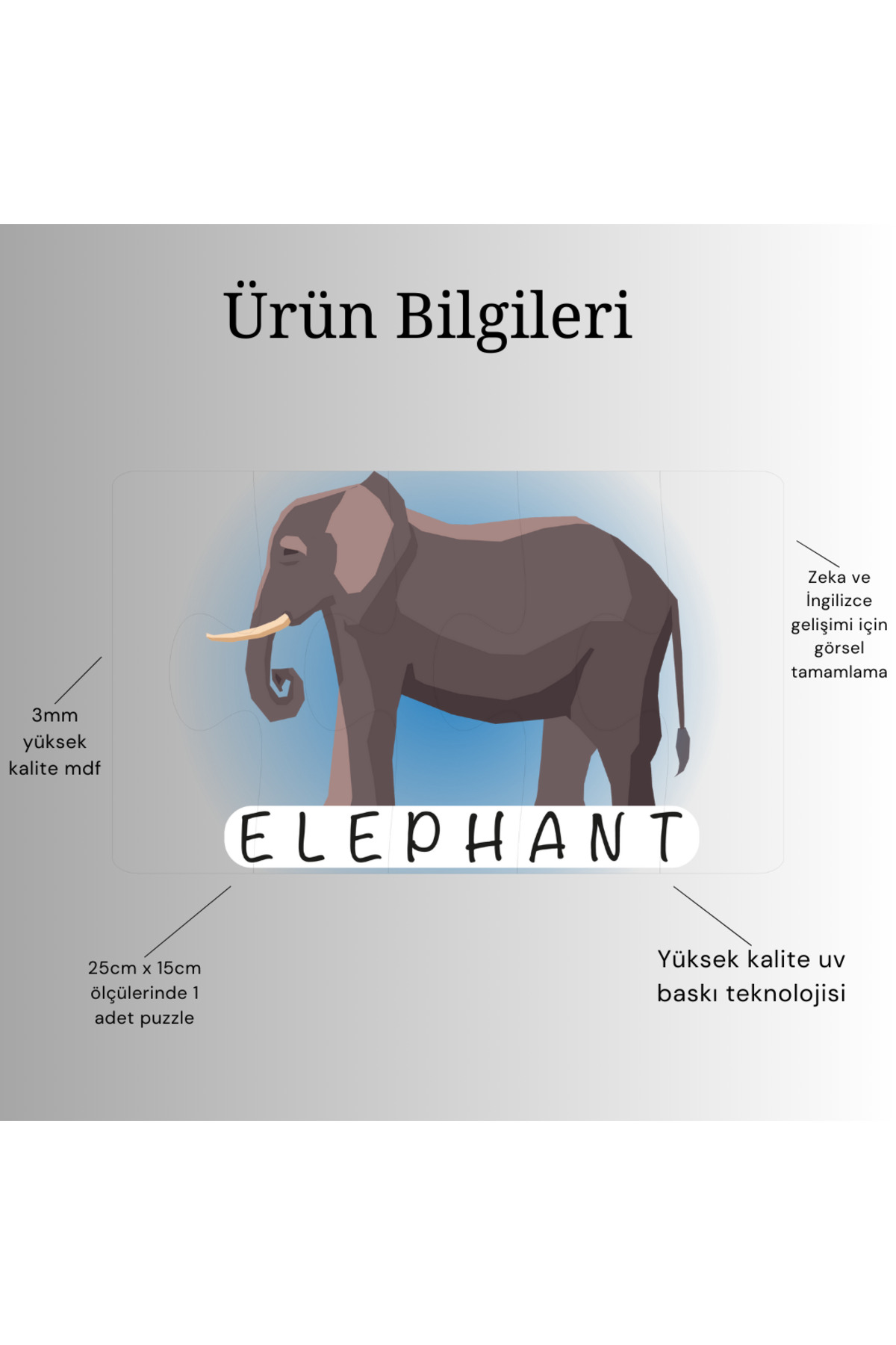 Bellacasa İngilizce Hayvanlar Öğrenme Eşleme Puzzle Kartı, Puzzle Eğitici Oyuncak, Montessori Eğitim Oyuncak fotoğrafı 6 (önizleme)