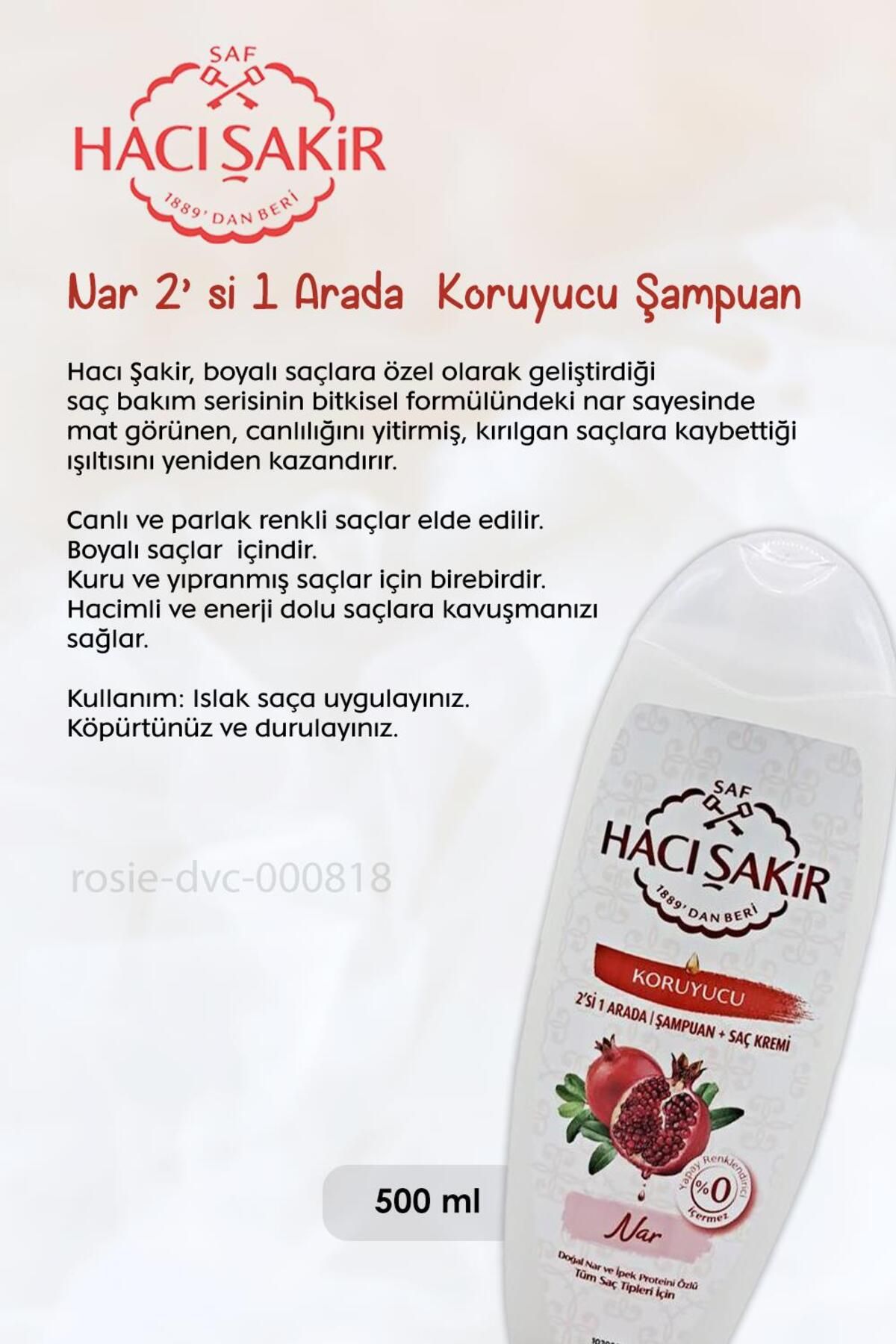 صابون مایع روغن زیتون 300 میلی لیتر، شامپو انار 500 میلی لیتر و رزی Hacı Şakir