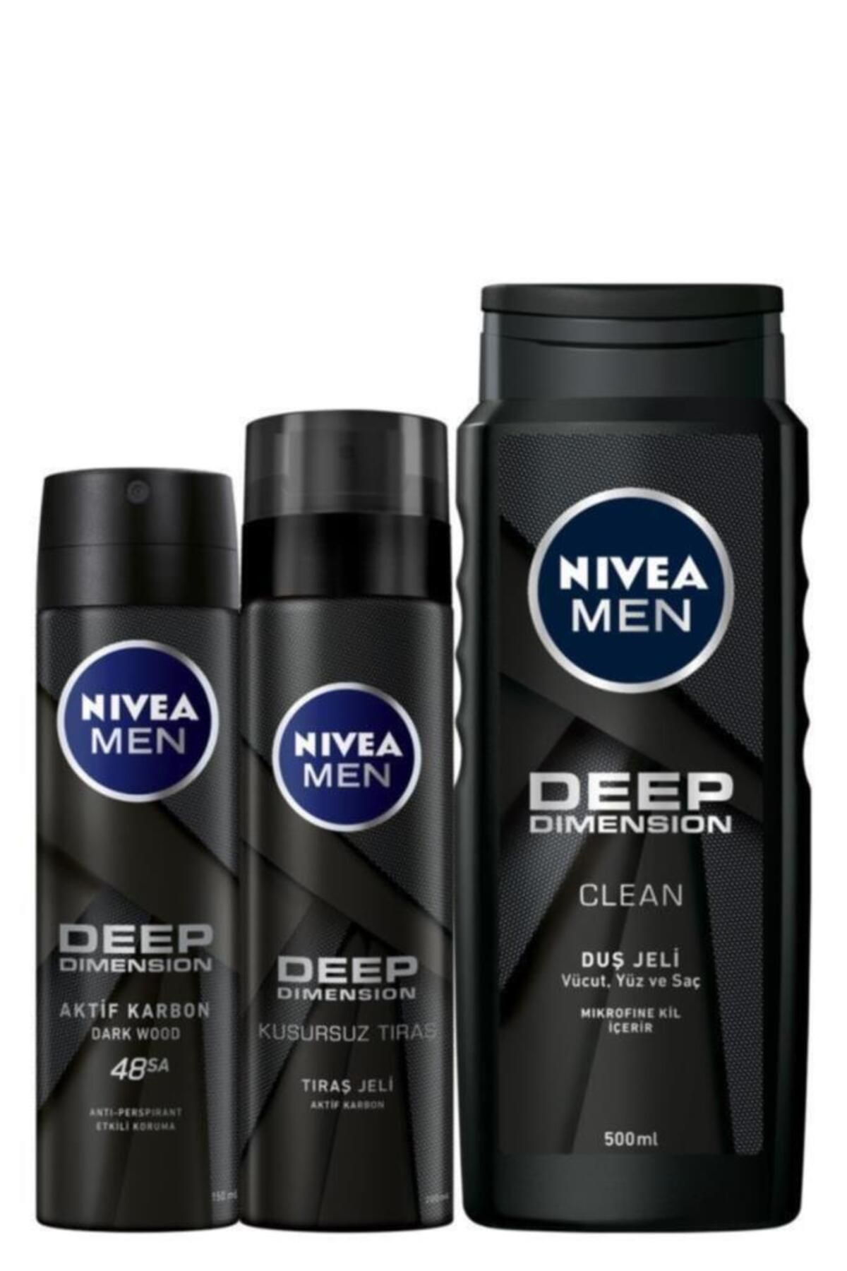 NIVEA Deep Dimension Deo Spray 150 мл Гель для бритья 200 мл Гель для душа 500 мл НАБОР.NVE.776