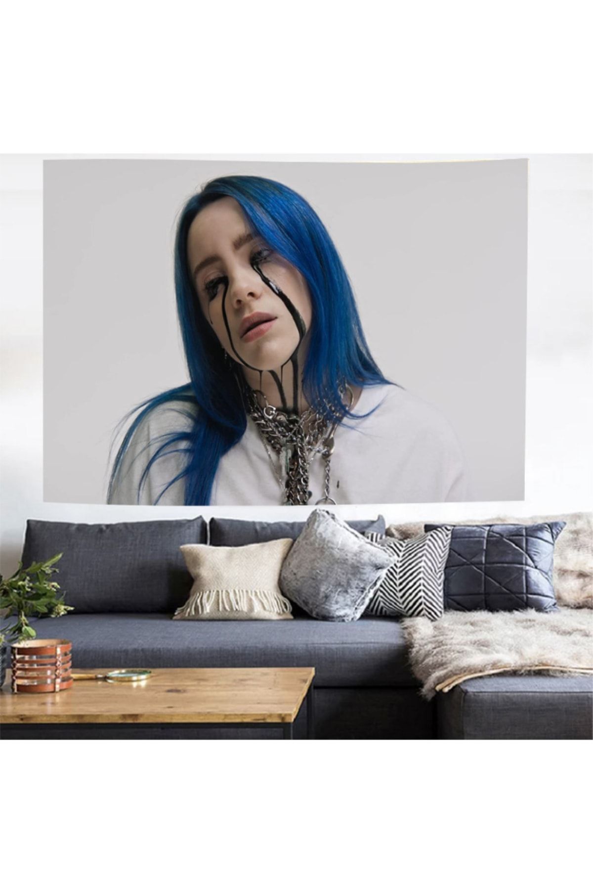 Родинка 70 X 100 см Billie Eilish — Гобелен с синими волосами KDH038