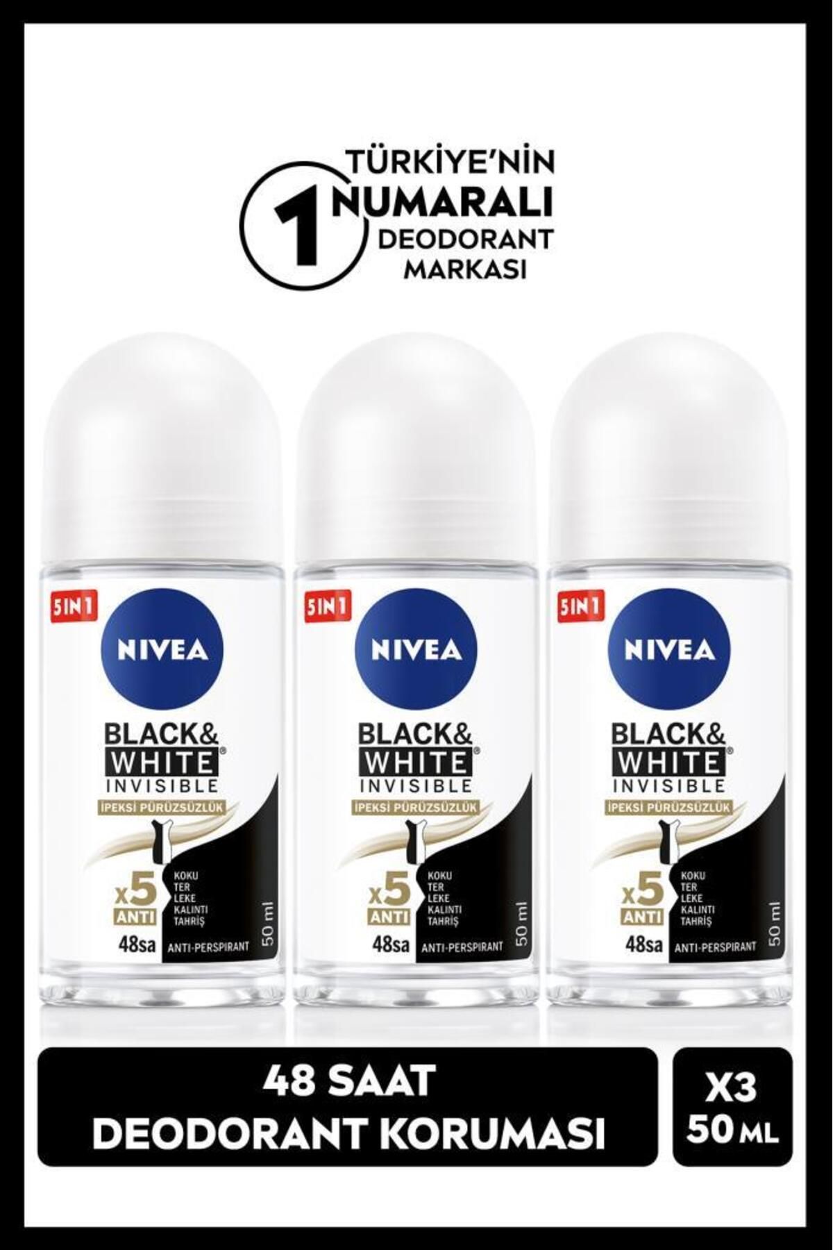 Женский шариковый дезодорант NIVEA, черный и белый, 50 мл, защита 48 часов, 3 шт. НАБОР.NVE.972