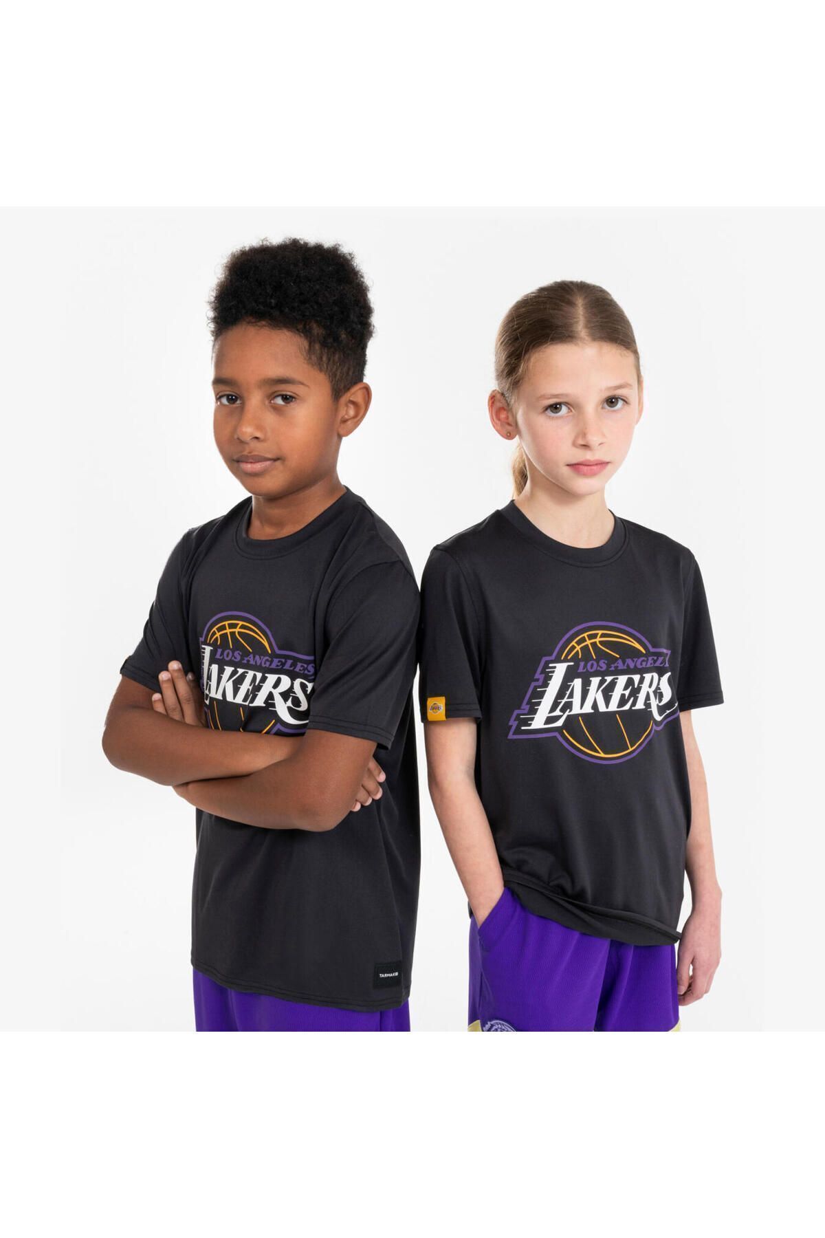 Детская баскетбольная футболка Decathlon — черная — TS 900 NBA Lakers 349647