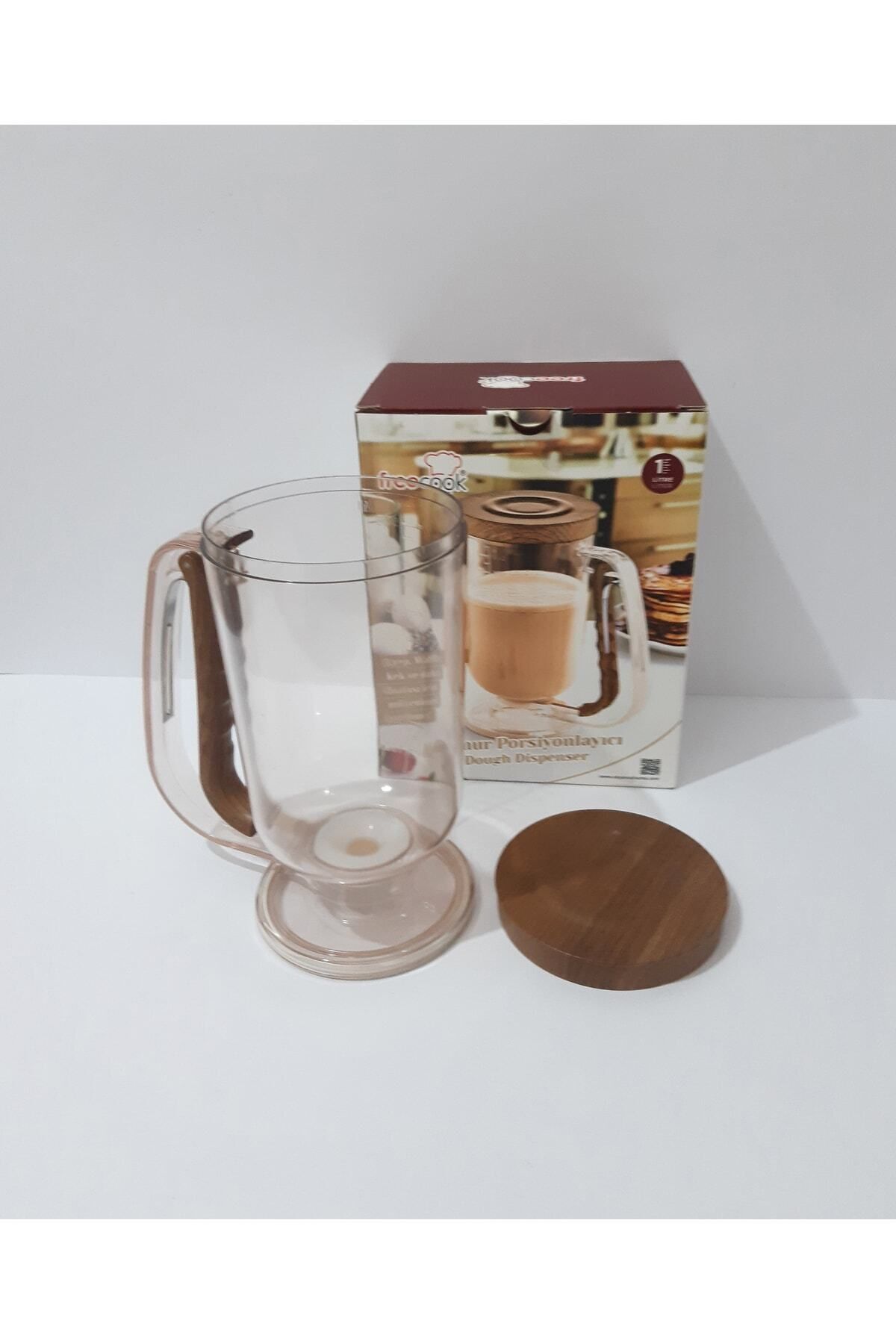 renkli çiçekler-Dough Dispenser with Wooden Lid and Mechanism for Pancakes, Waffles, Cakes and More 2