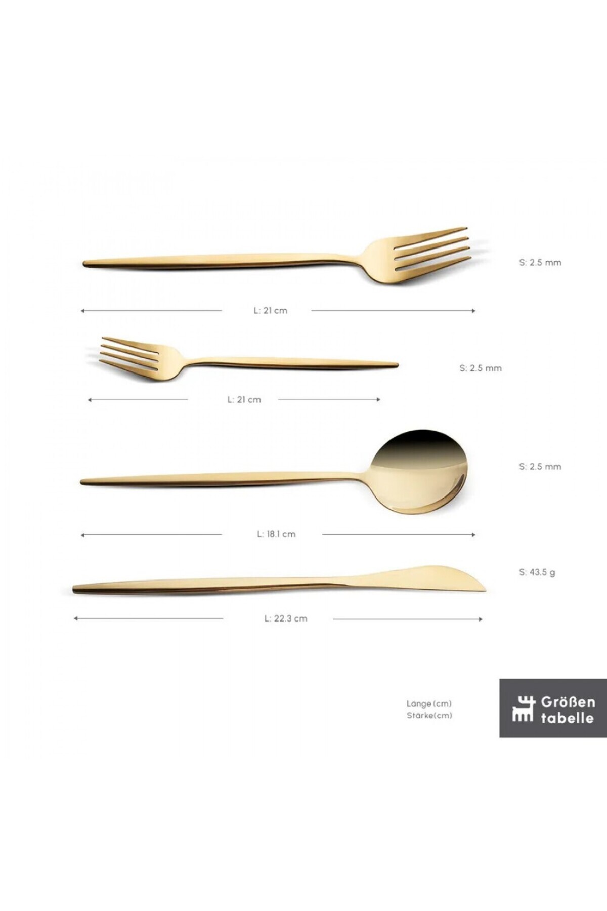 Karaca Bella Shiny Gold Besteck-Set für 6 Personen, 24-teilig