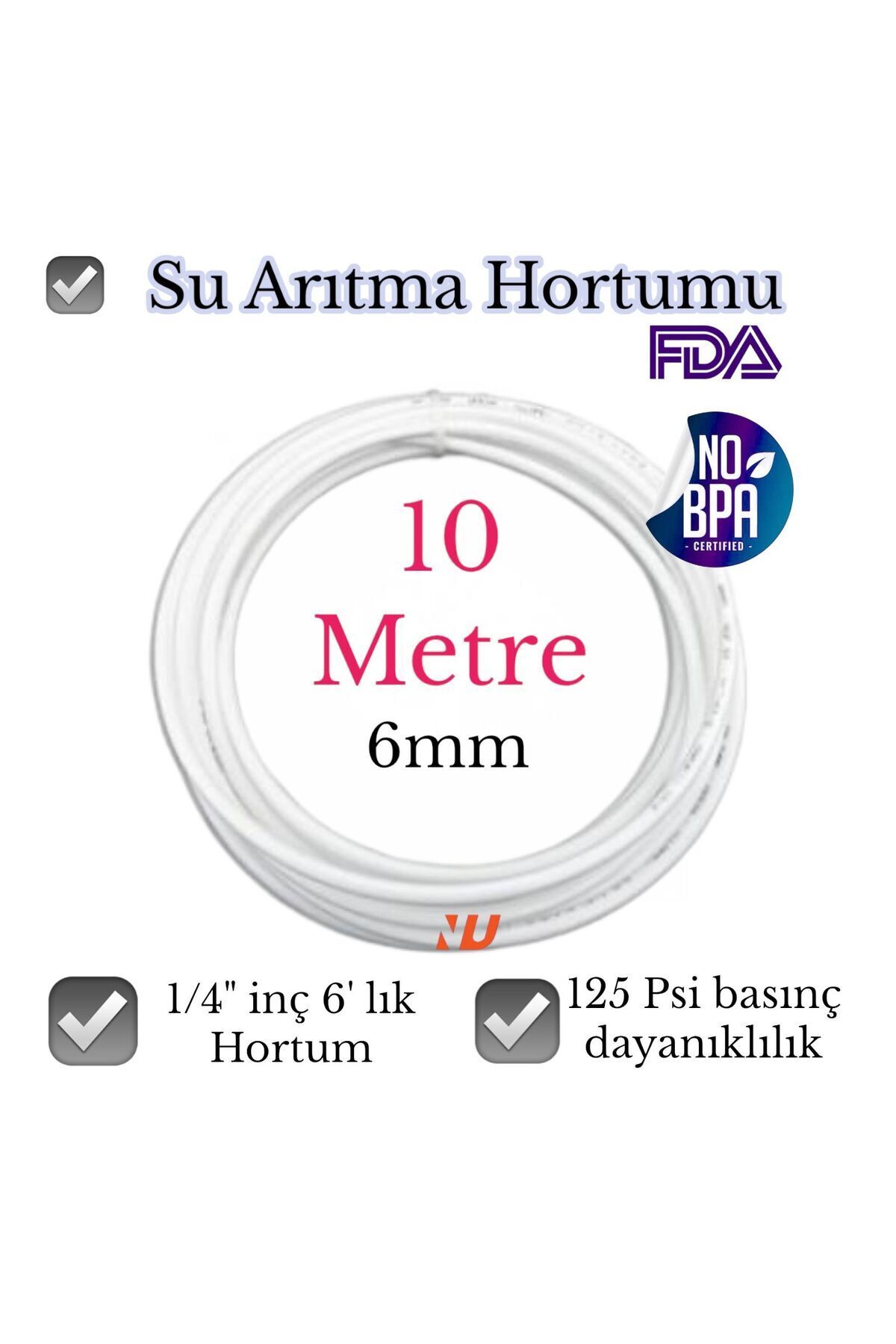 Nefa Su Arıtma Hortumu 1/4 inç 6 mm 10 metre