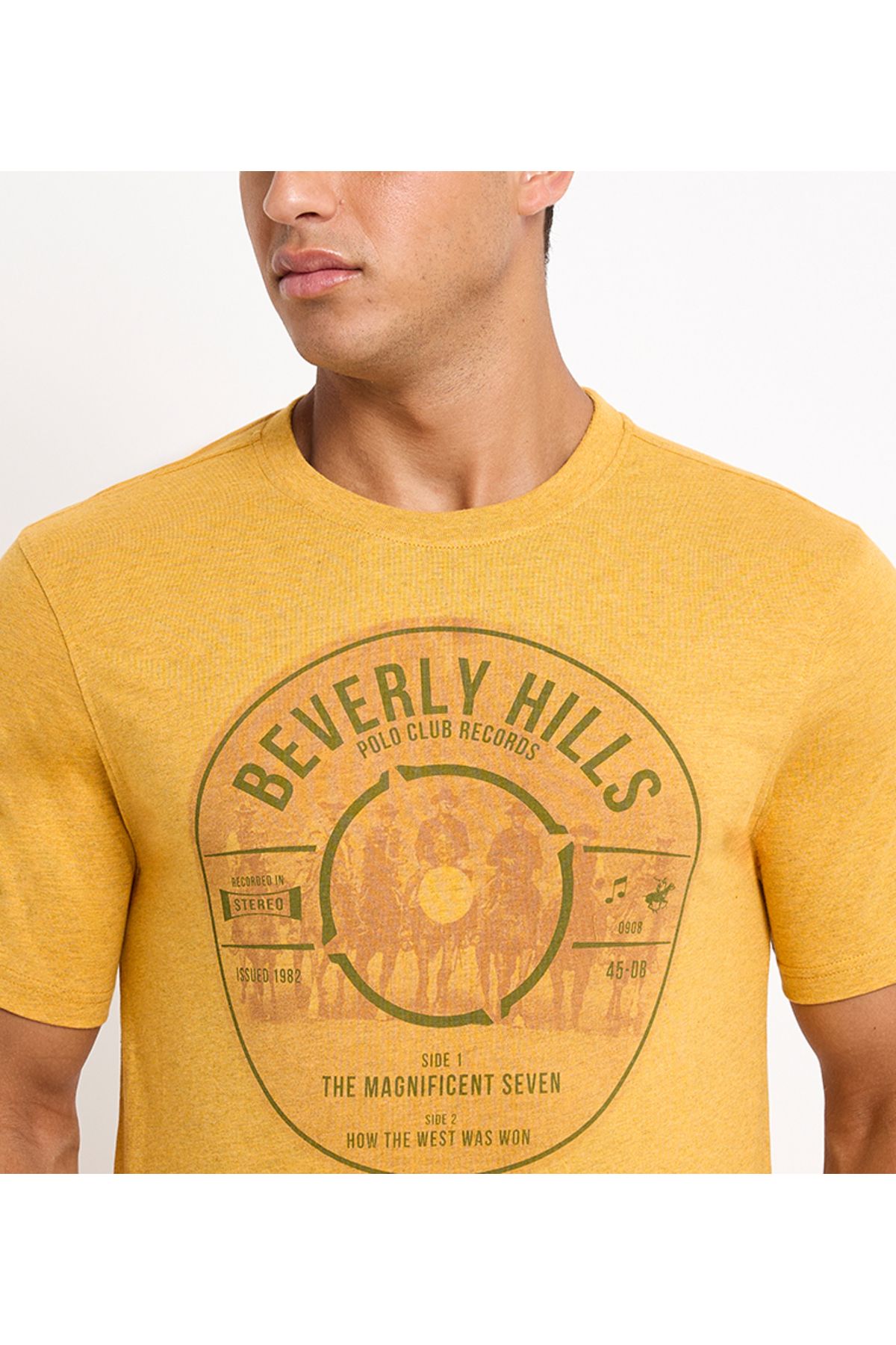 Beverly Hills Polo Club-بي اتش بي سي تي شيرت كم قصير أصفر للرجال 3