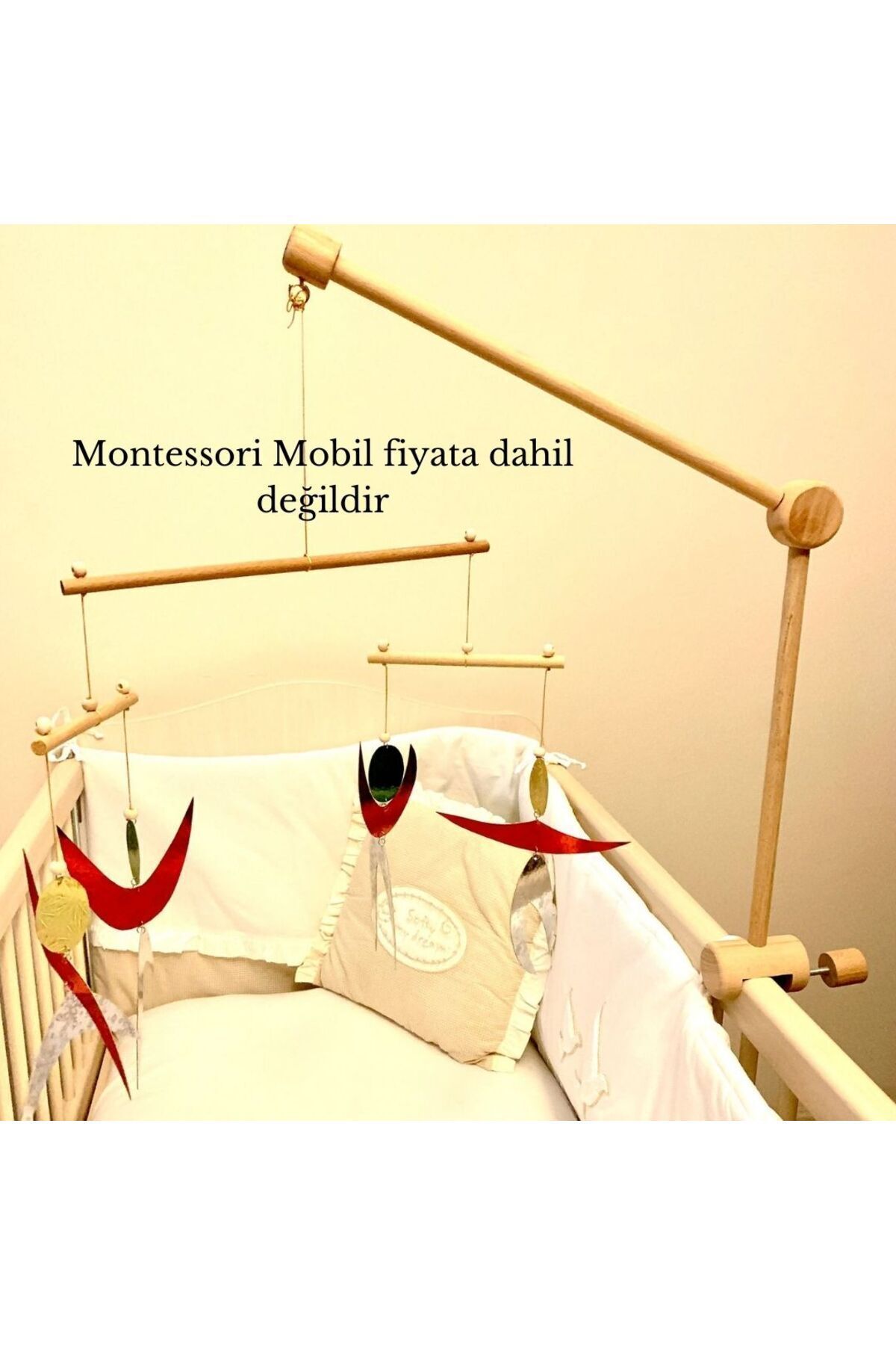 pikukid Ahşap Dönence Askısı Doğal Renk,montessori Mobil Beşik Askısı, Ayarlanabilir Dönence Askısı fotoğrafı 5 (önizleme)