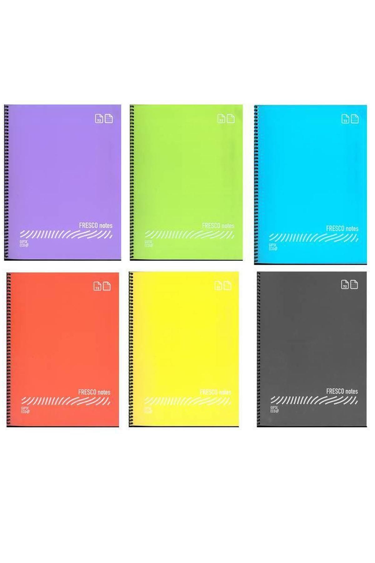 Gıpta-Fresco Spiral A4 96 Sheets Checkered Plastic Notebook - Pack of 12 4936 1