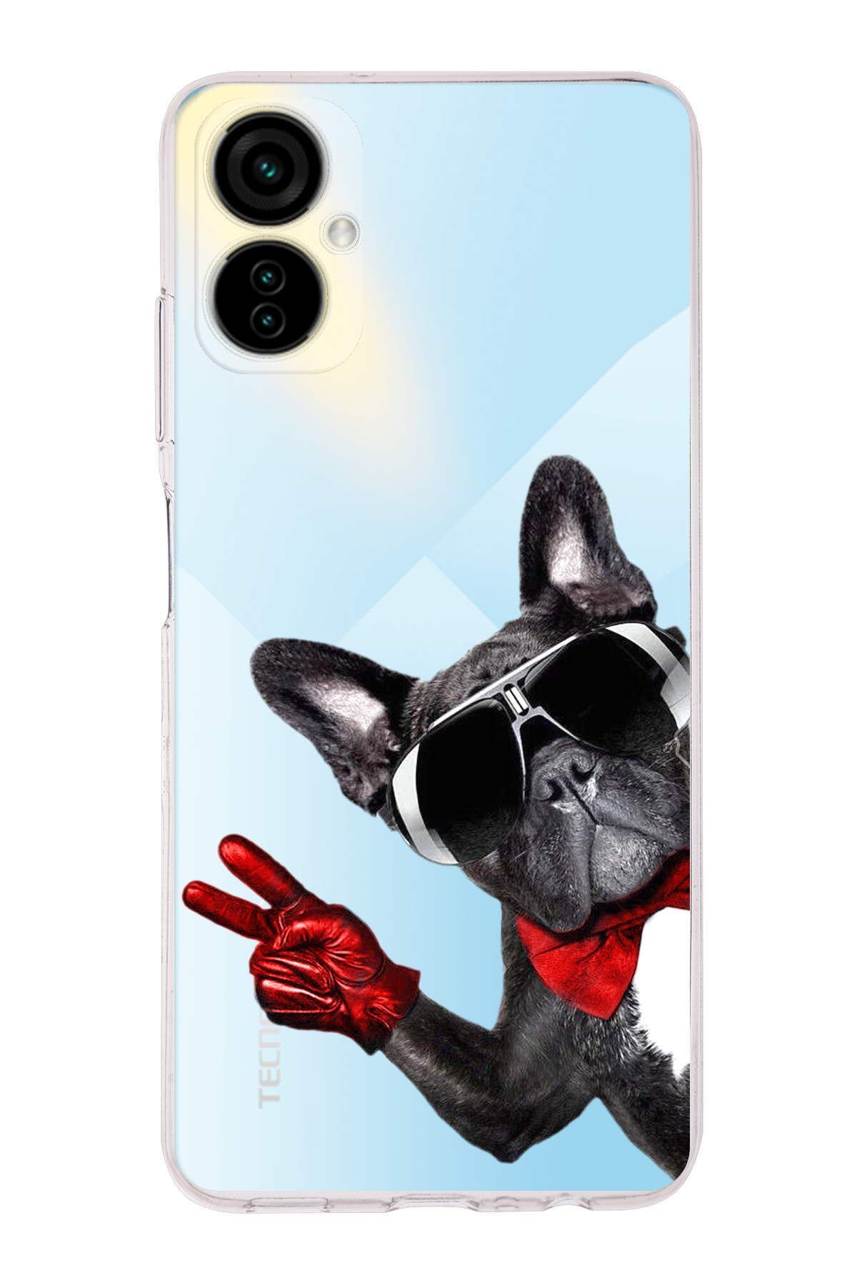 Tecno Camon 19 Neo ile Uyumlu 1mm Slim Fit Köpek 2 050e Baskılı Şeffaf Kılıf