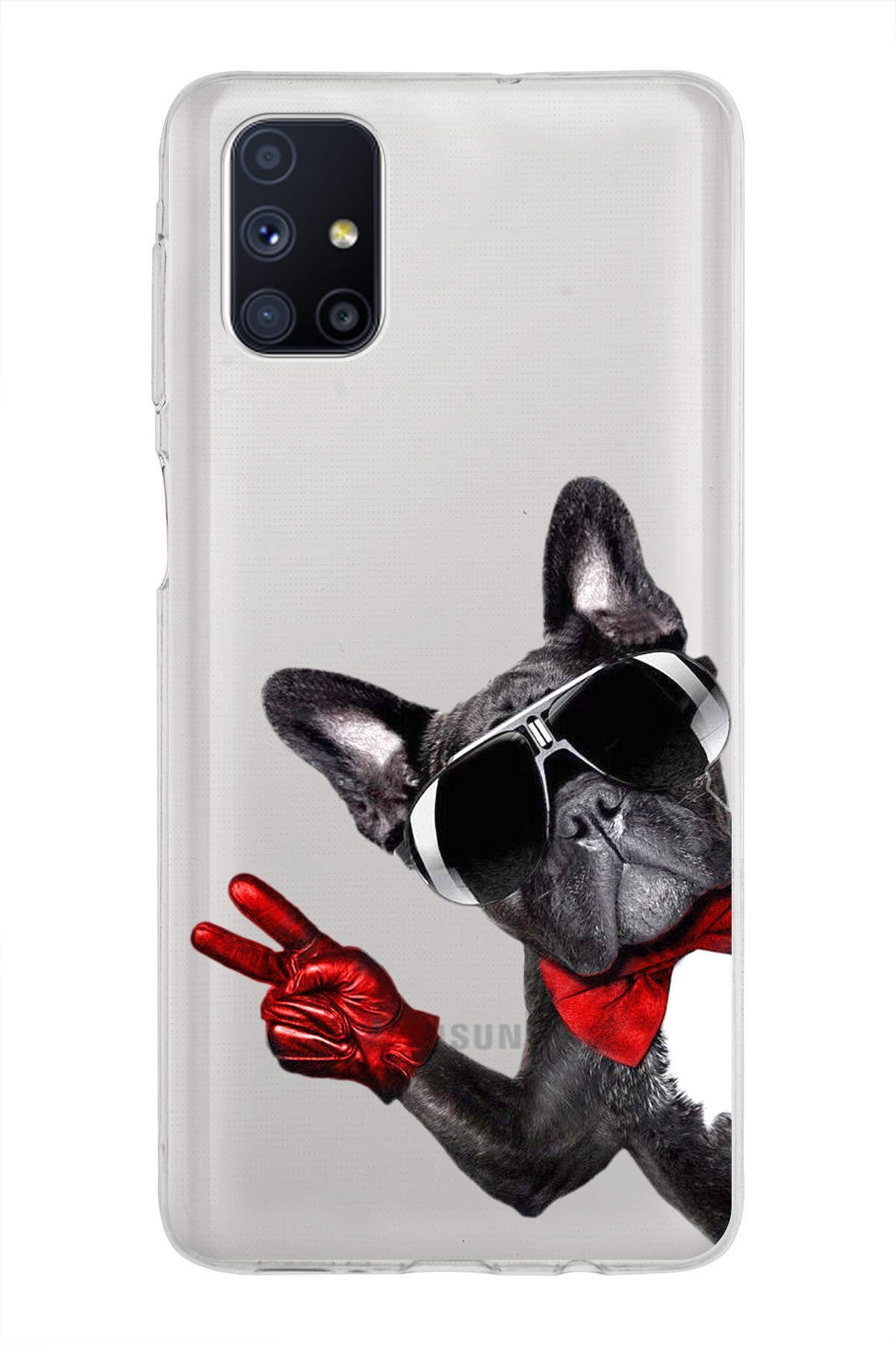 Samsung Galaxy M51 ile Uyumlu 1mm Slim Fit Köpek 2 050e Baskılı Şeffaf Kılıf