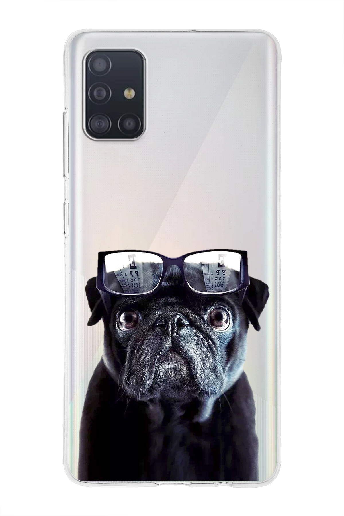 Samsung Galaxy A51 ile Uyumlu 1mm Slim Fit Köpek 3 050f Baskılı Şeffaf Kılıf
