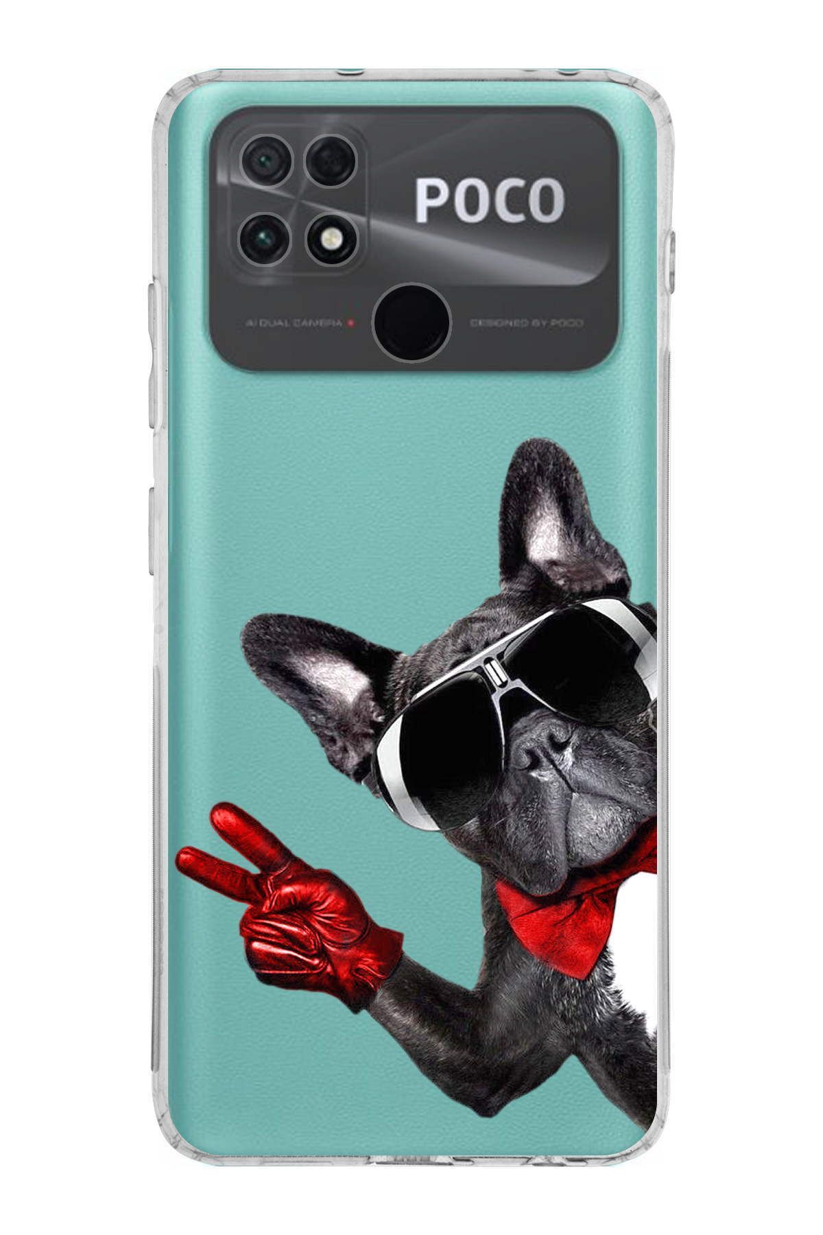 Xiaomi Poco C40 ile Uyumlu 1mm Slim Fit Köpek 2 050e Baskılı Şeffaf Kılıf
