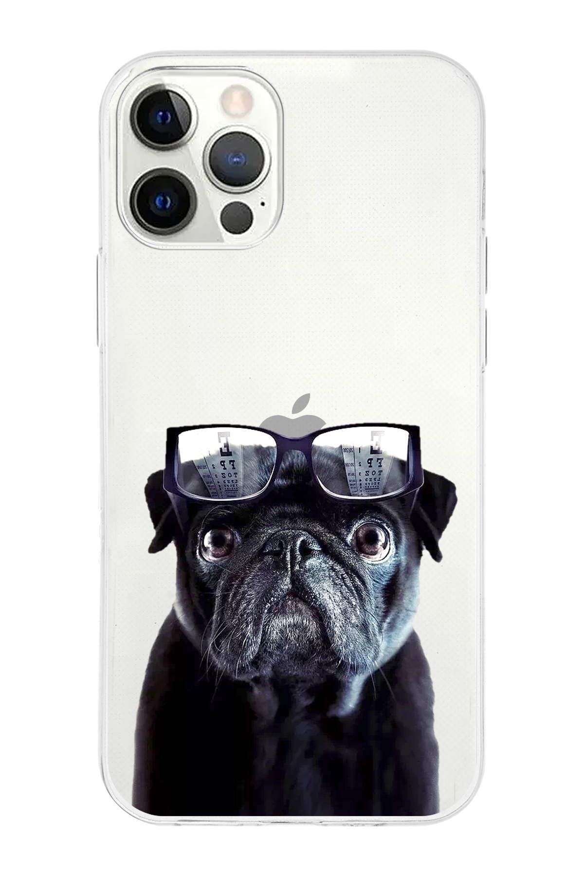 PrintiFy Apple iPhone 12 Pro Max ile Uyumlu 1mm Slim Fit Köpek 3 050f Baskılı Şeffaf Kılıf