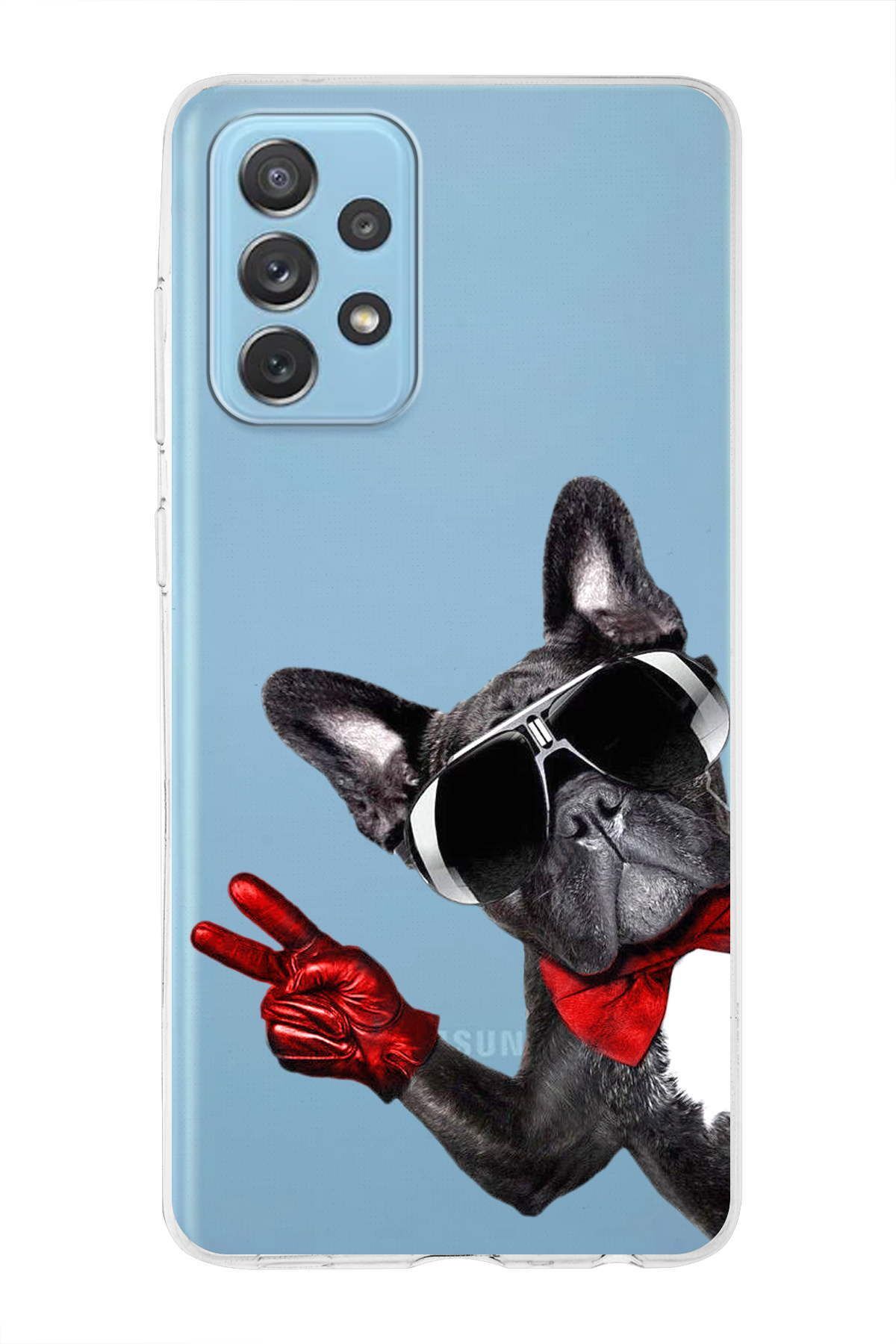 Samsung Galaxy A72 ile Uyumlu 1mm Slim Fit Köpek 2 050e Baskılı Şeffaf Kılıf