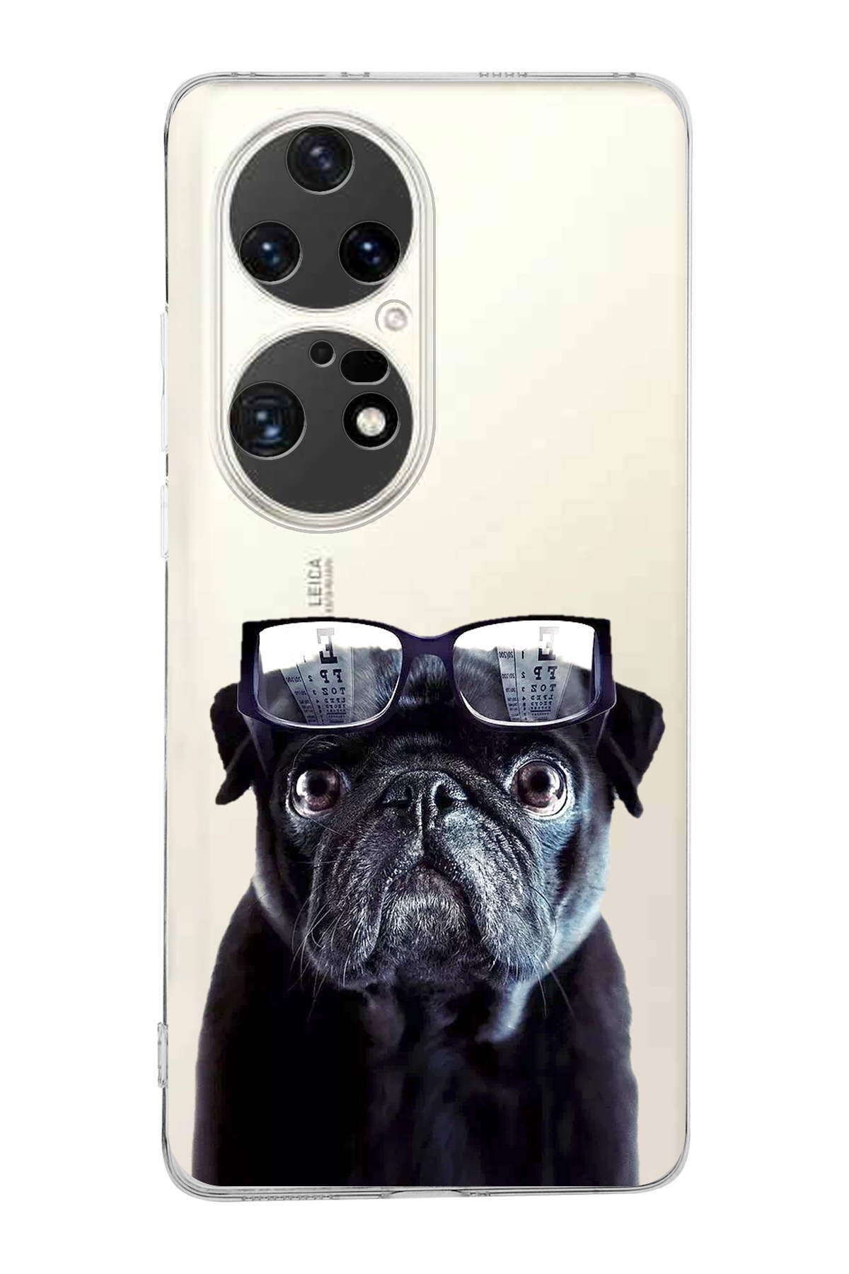 Huawei P50 Pro ile Uyumlu 1mm Slim Fit Köpek 3 050f Baskılı Şeffaf Kılıf
