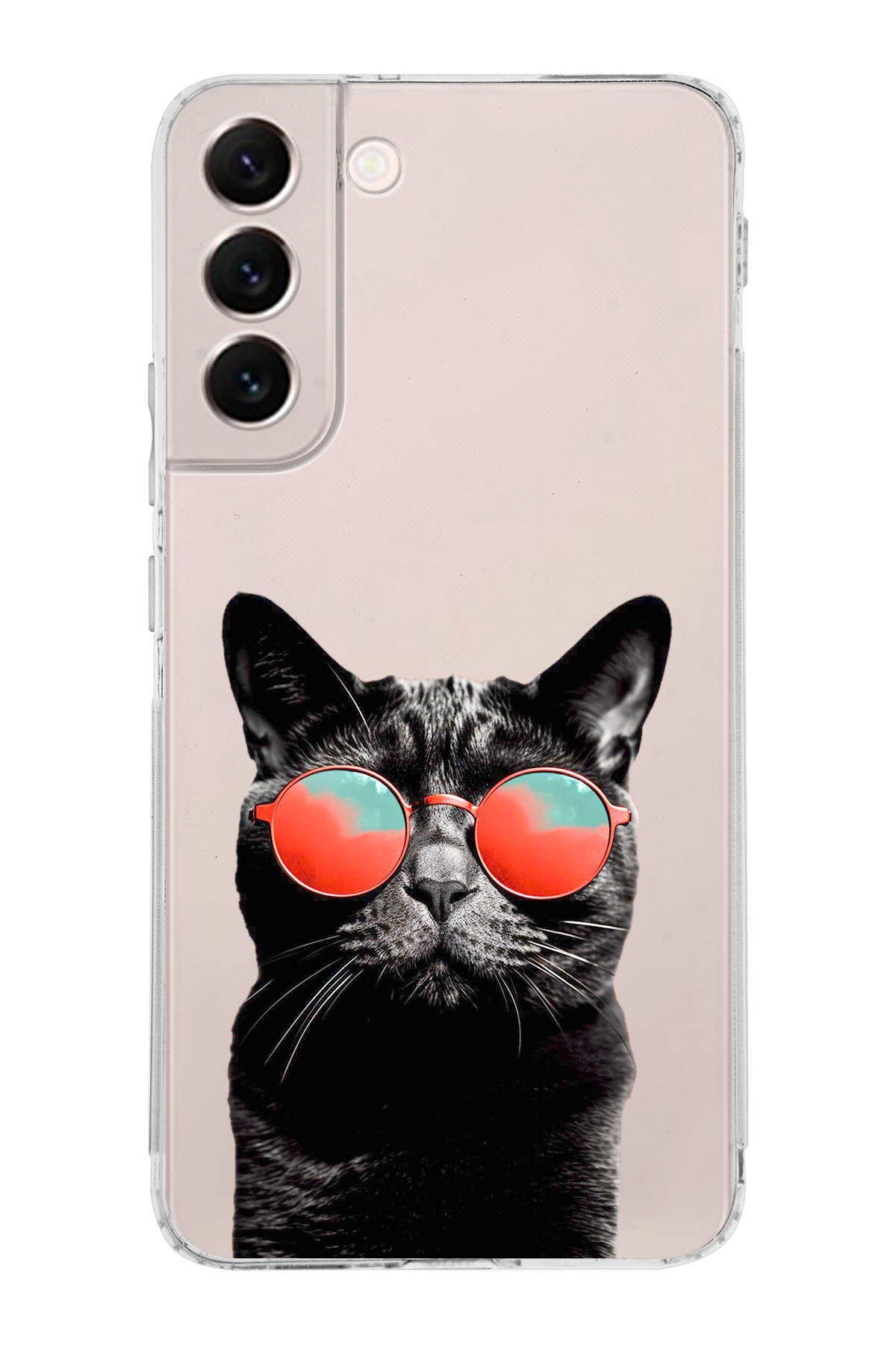 Samsung Galaxy S22 Plus ile Uyumlu 1mm Slim Fit Kedi 3 050d Baskılı Şeffaf Kılıf