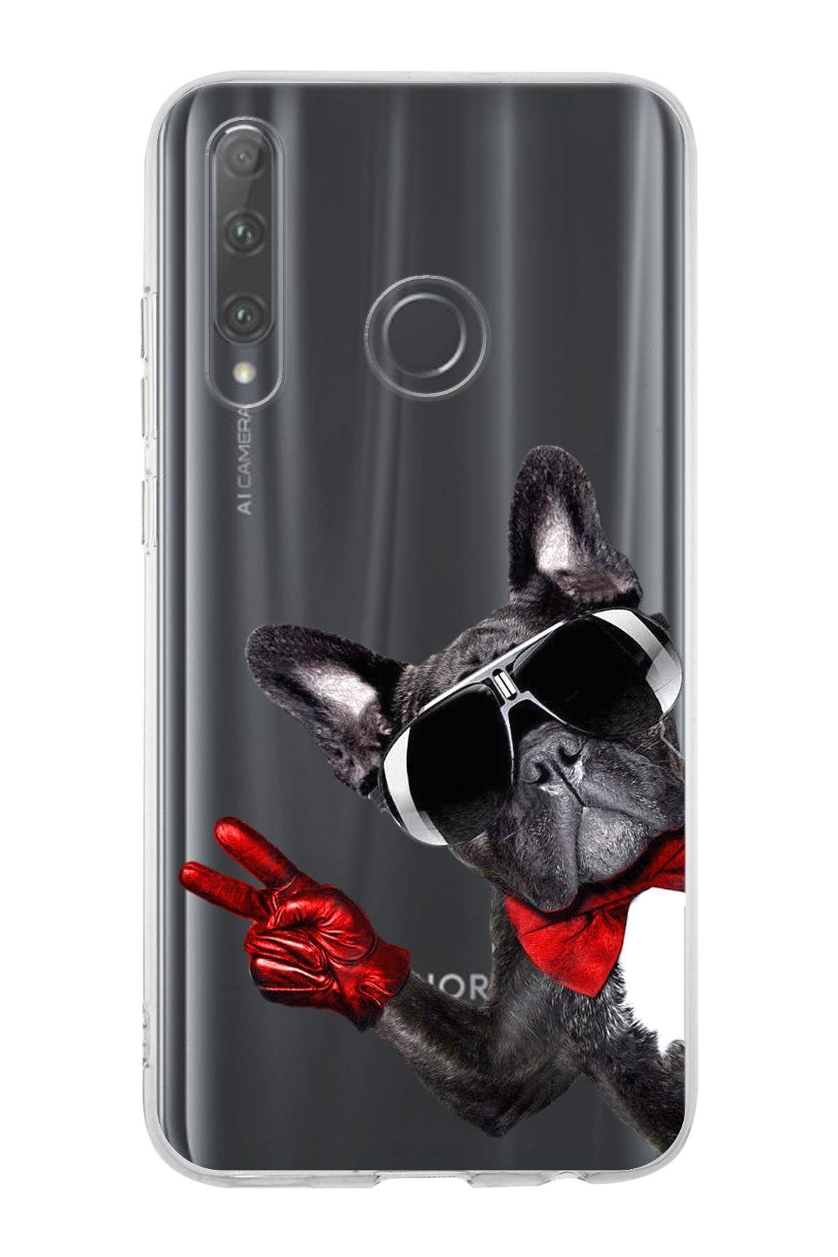 Huawei Honor 20 Lite ile Uyumlu 1mm Slim Fit Köpek 2 050e Baskılı Şeffaf Kılıf