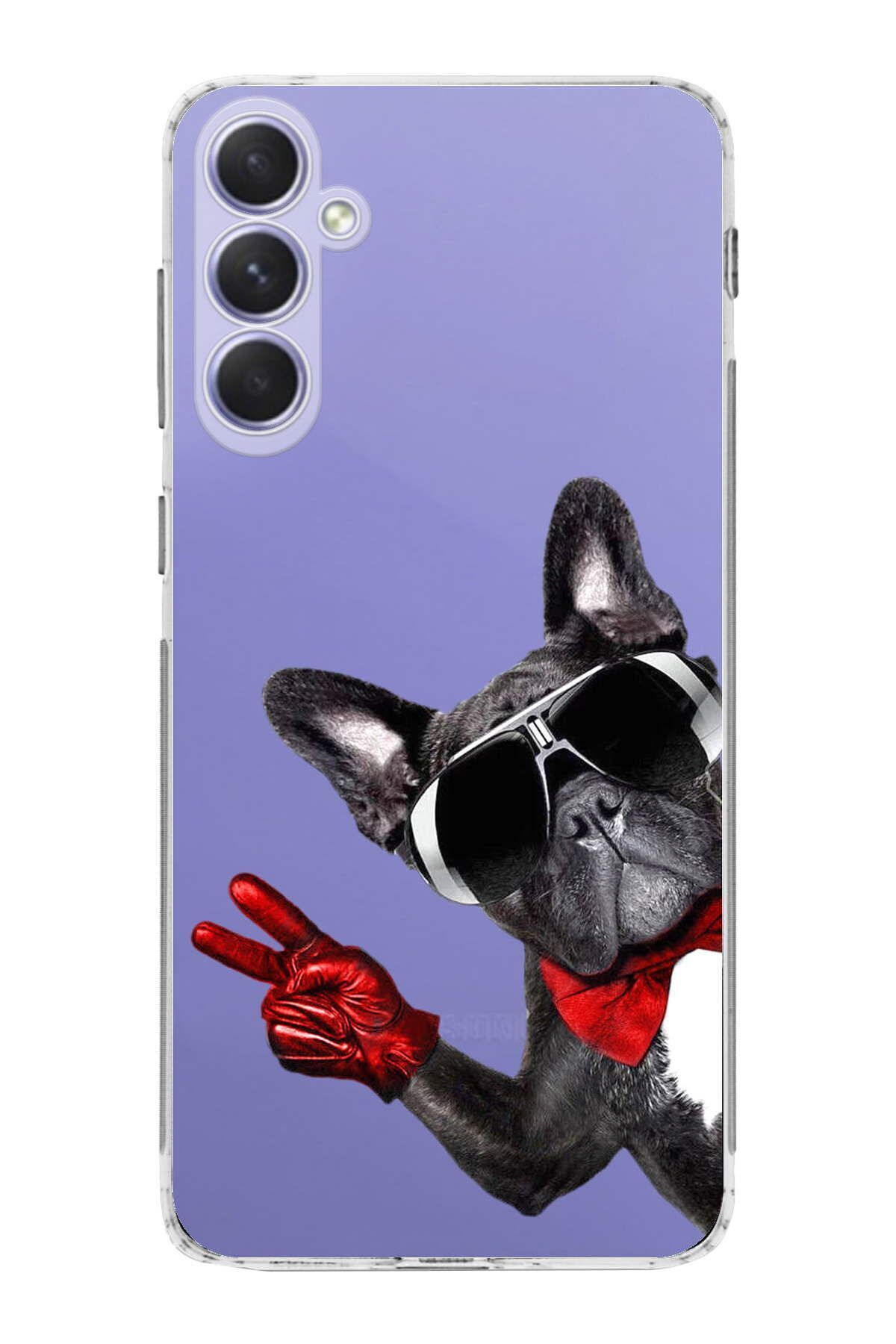 Samsung Galaxy A54 ile Uyumlu 1mm Slim Fit Köpek 2 050e Baskılı Şeffaf Kılıf