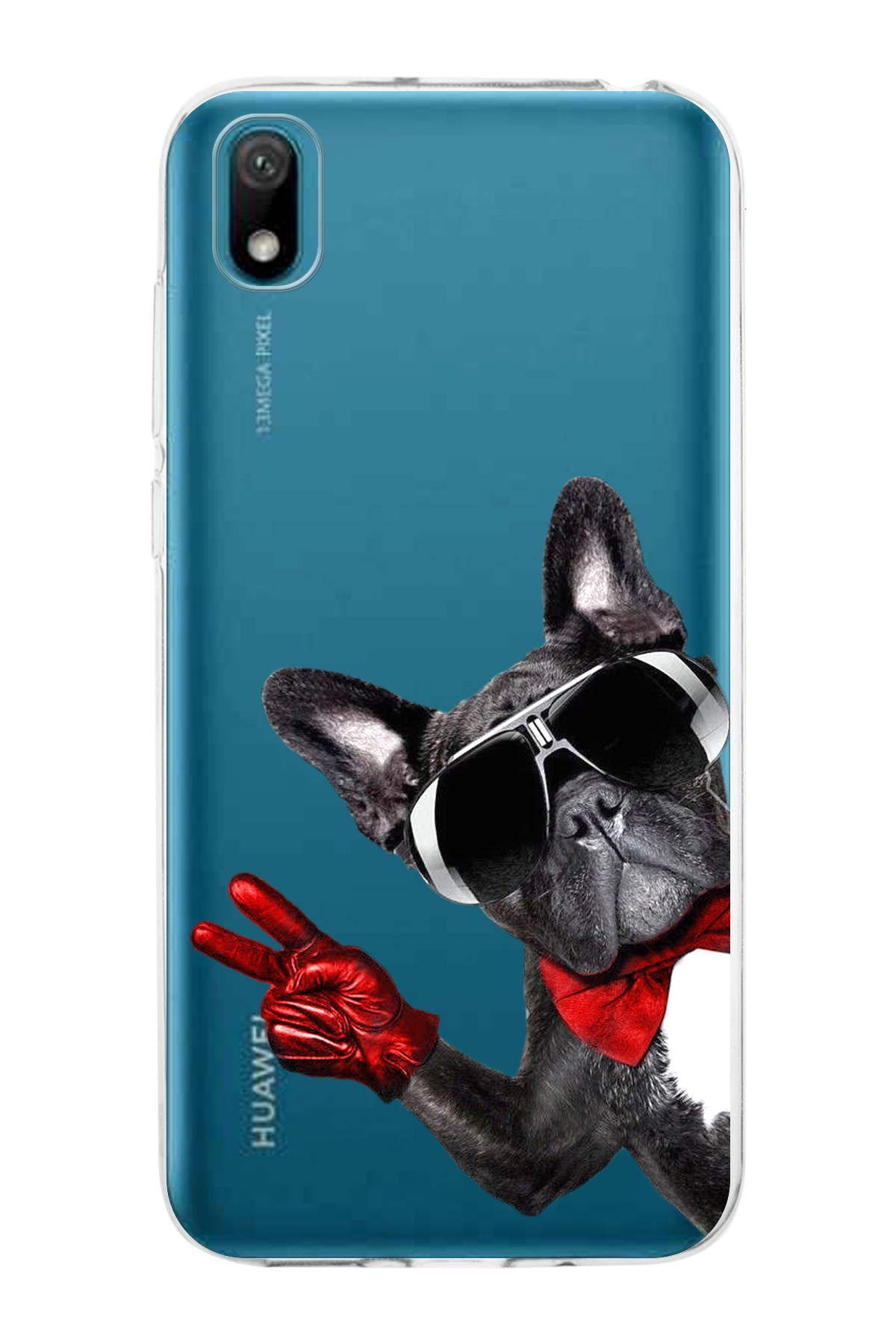 Huawei Y5 2019 ile Uyumlu 1mm Slim Fit Köpek 2 050e Baskılı Şeffaf Kılıf