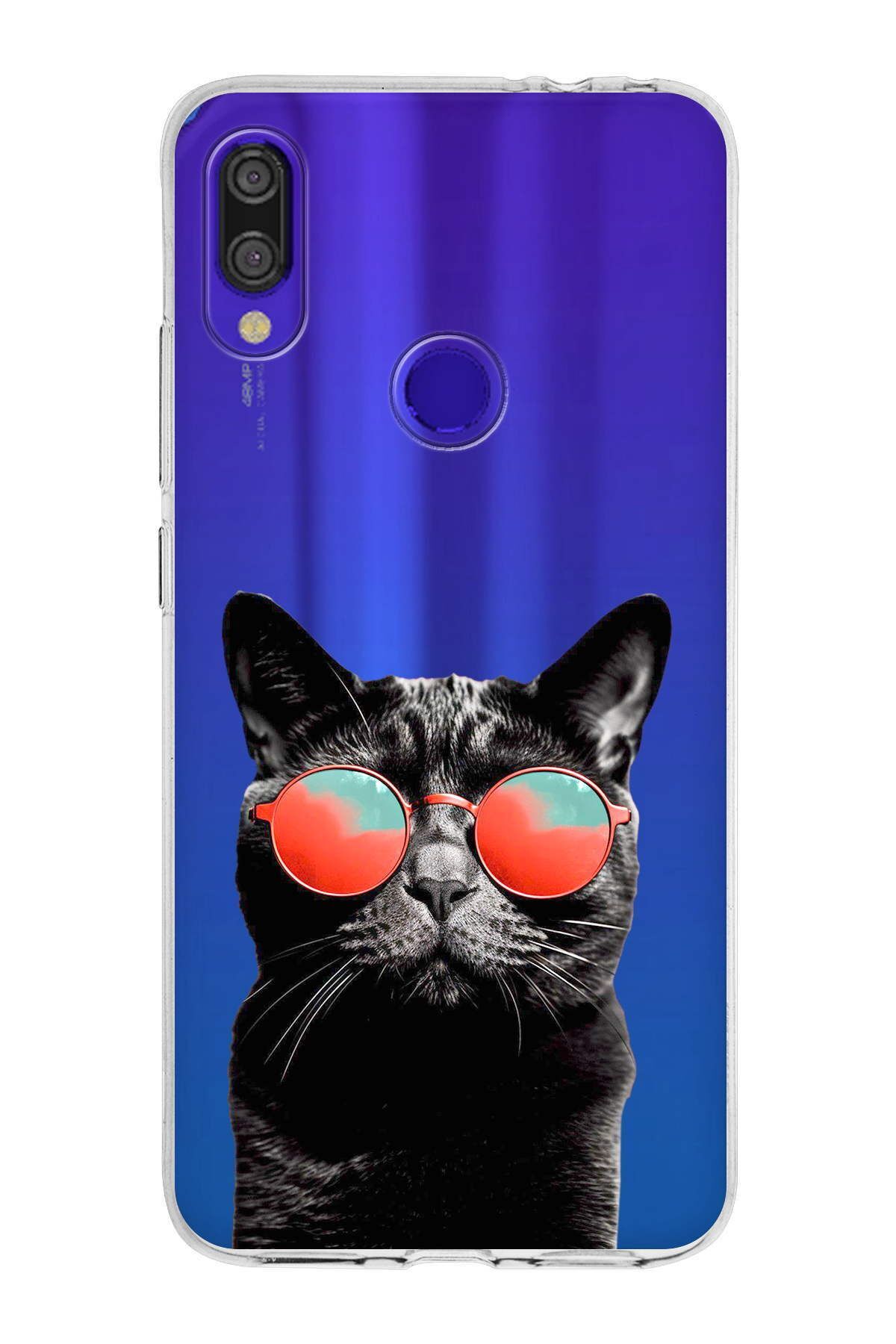 Xiaomi Redmi Note 7 Pro ile Uyumlu 1mm Slim Fit Kedi 3 050d Baskılı Şeffaf Kılıf