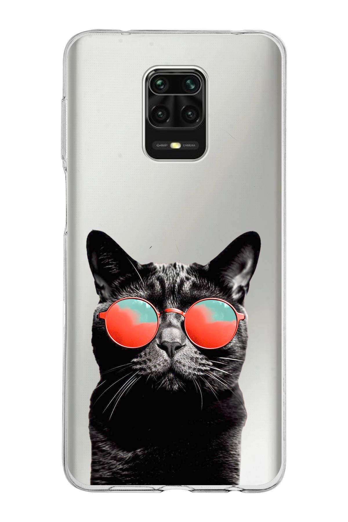 Xiaomi Redmi Note 9 Pro ile Uyumlu 1mm Slim Fit Kedi 3 050d Baskılı Şeffaf Kılıf