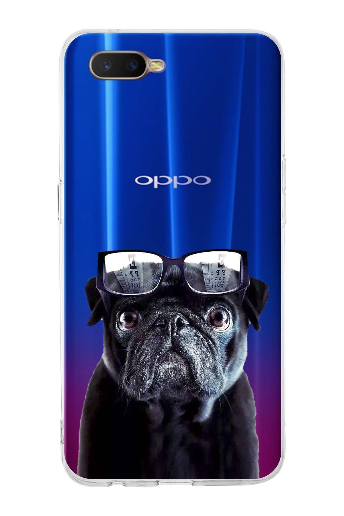 Oppo RX17 Neo ile Uyumlu 1mm Slim Fit Köpek 3 050f Baskılı Şeffaf Kılıf