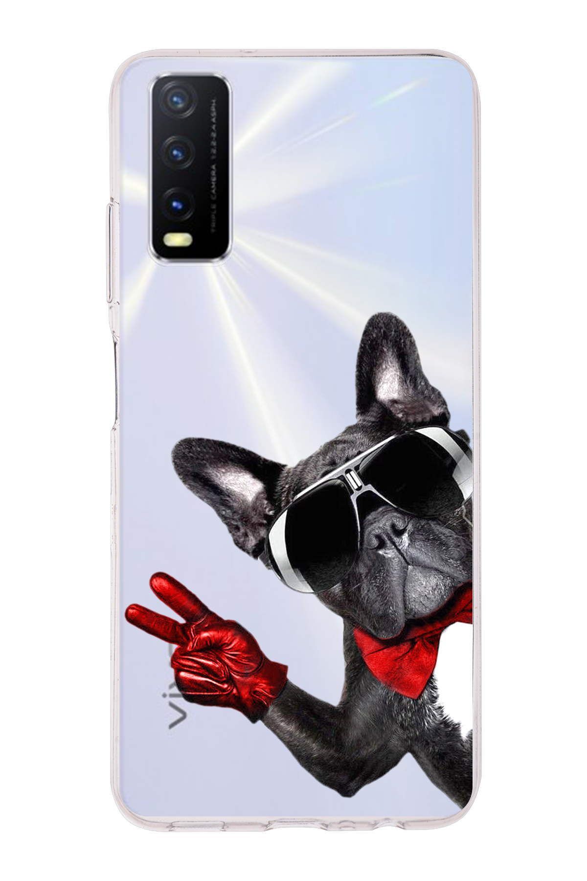 Vivo Y20s ile Uyumlu 1mm Slim Fit Köpek 2 050e Baskılı Şeffaf Kılıf