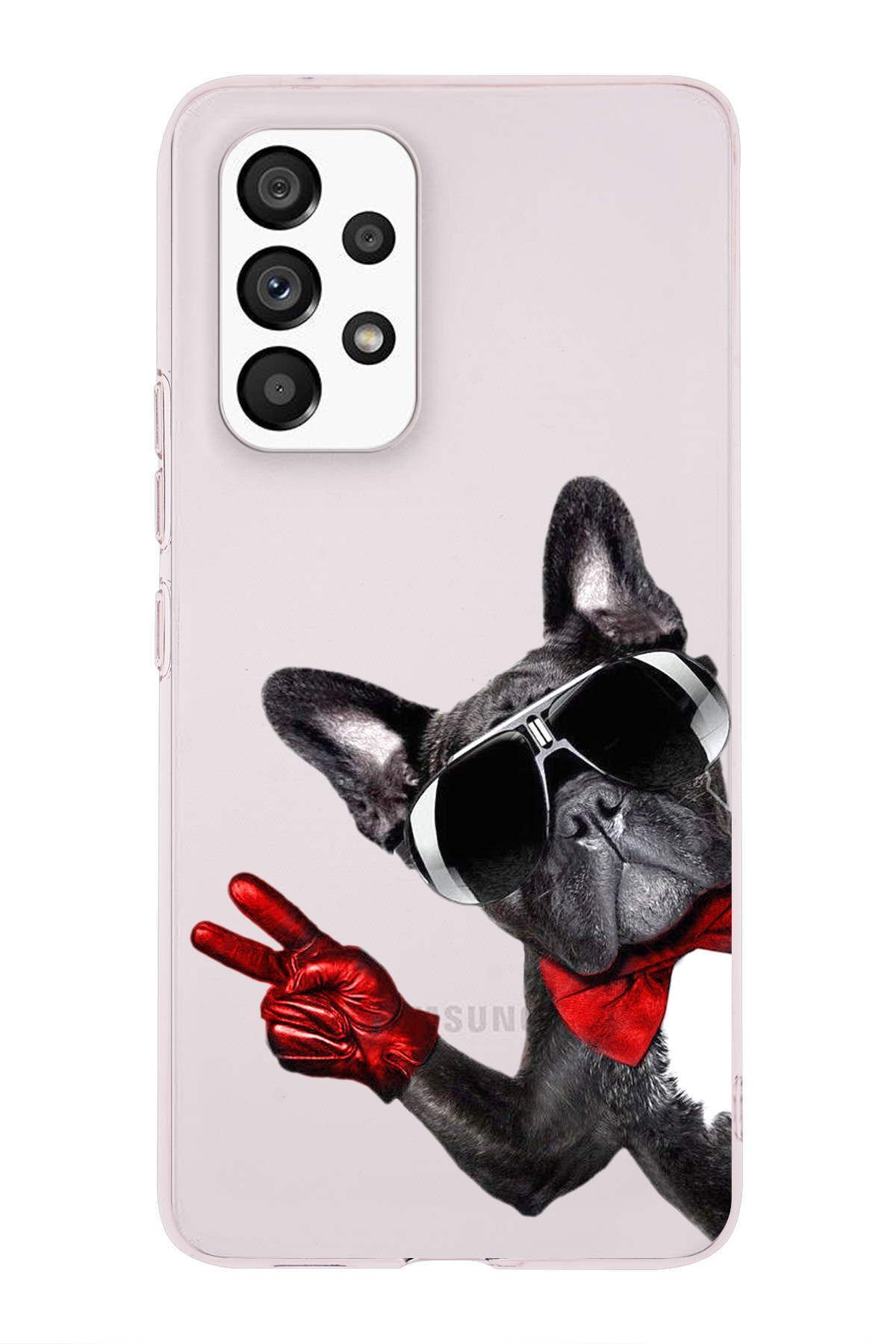 Samsung Galaxy A53 ile Uyumlu 1mm Slim Fit Köpek 2 050e Baskılı Şeffaf Kılıf