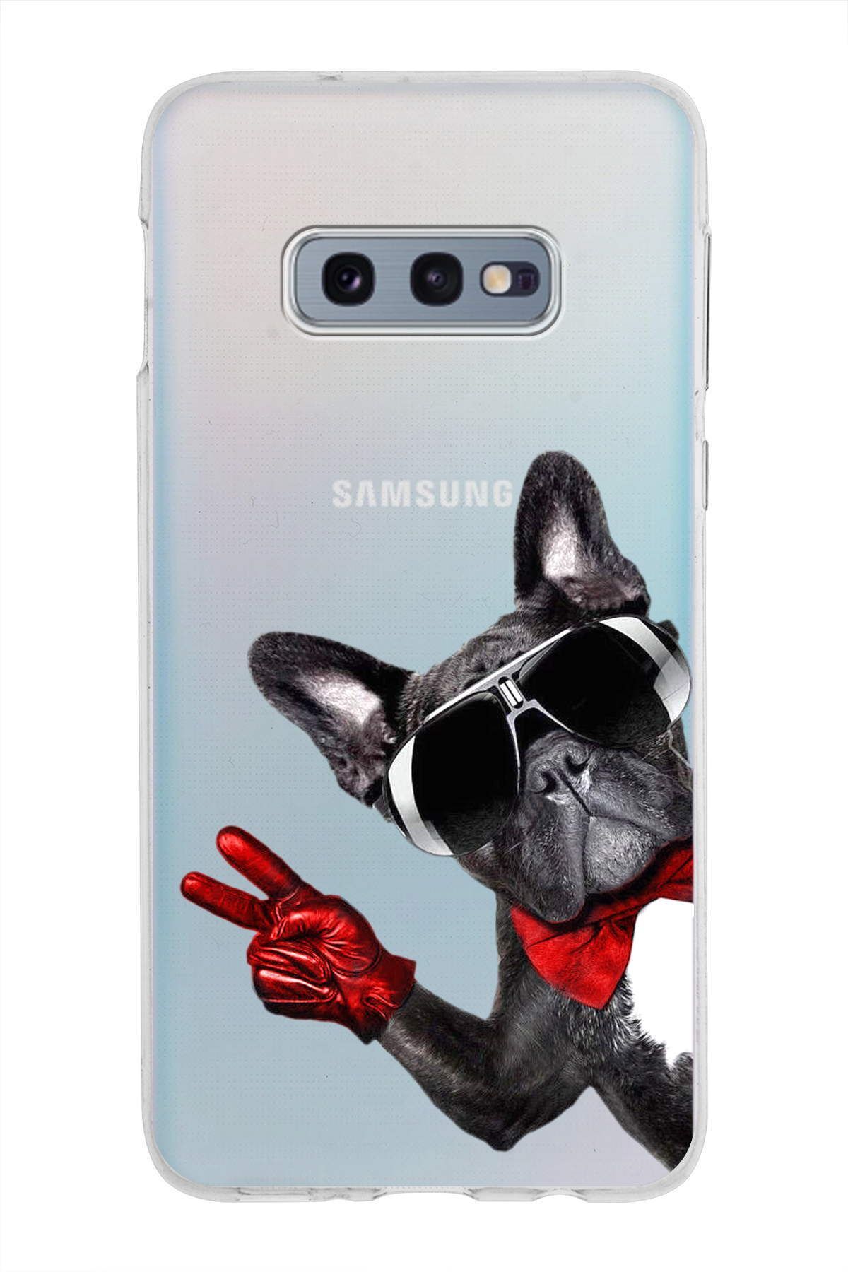 Samsung Galaxy S10e ile Uyumlu 1mm Slim Fit Köpek 2 050e Baskılı Şeffaf Kılıf
