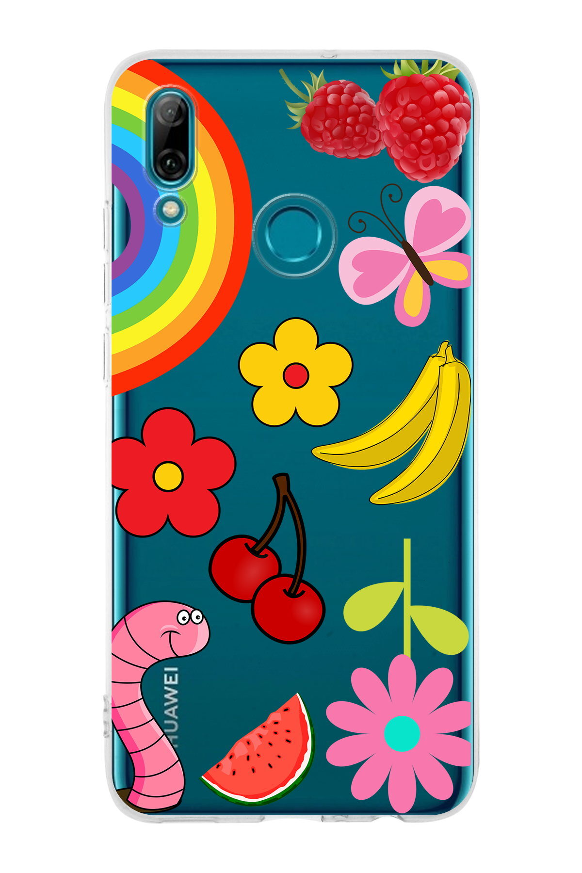 Huawei P Smart 2019 ile Uyumlu 1mm Slim Fit Water Color 5 Baskılı Şeffaf  Kılıf