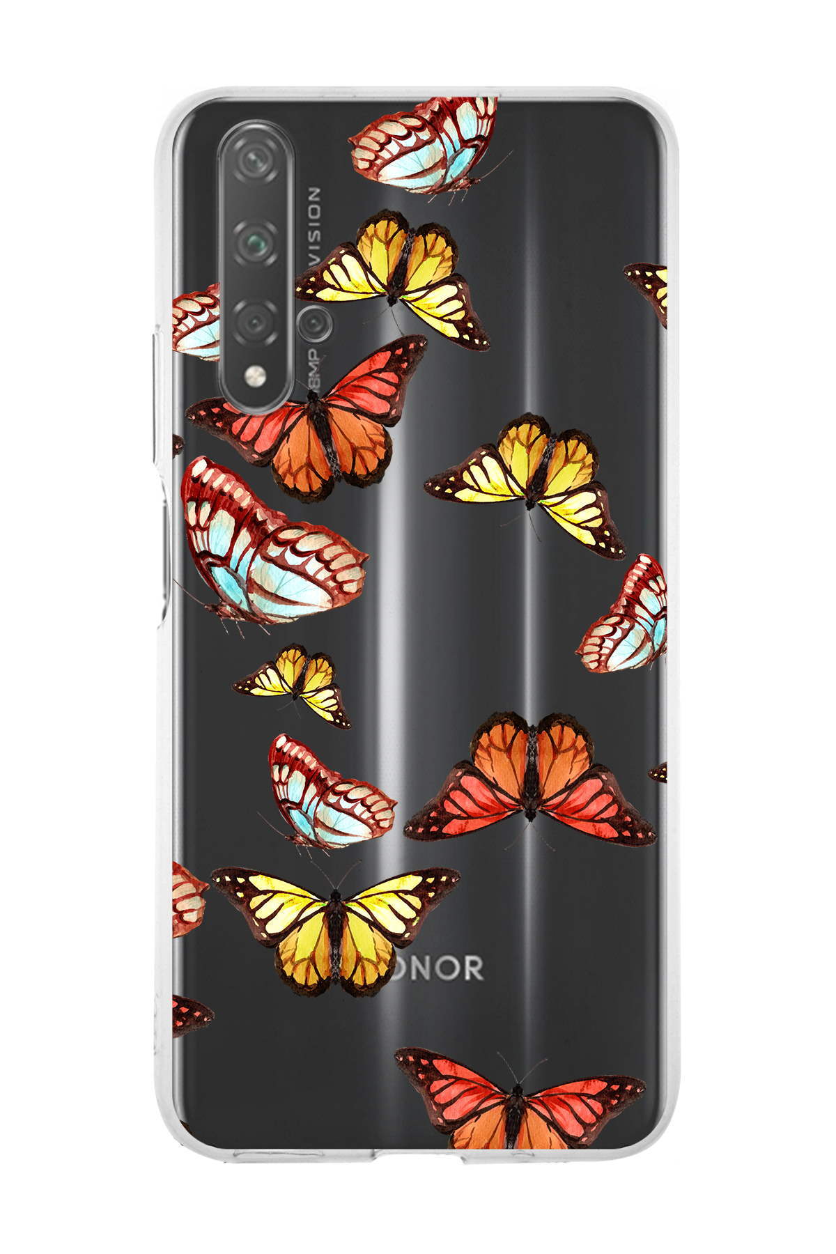 Huawei Honor 20 ile Uyumlu 1mm Slim Fit Water Color 2 Baskılı Şeffaf  Kılıf