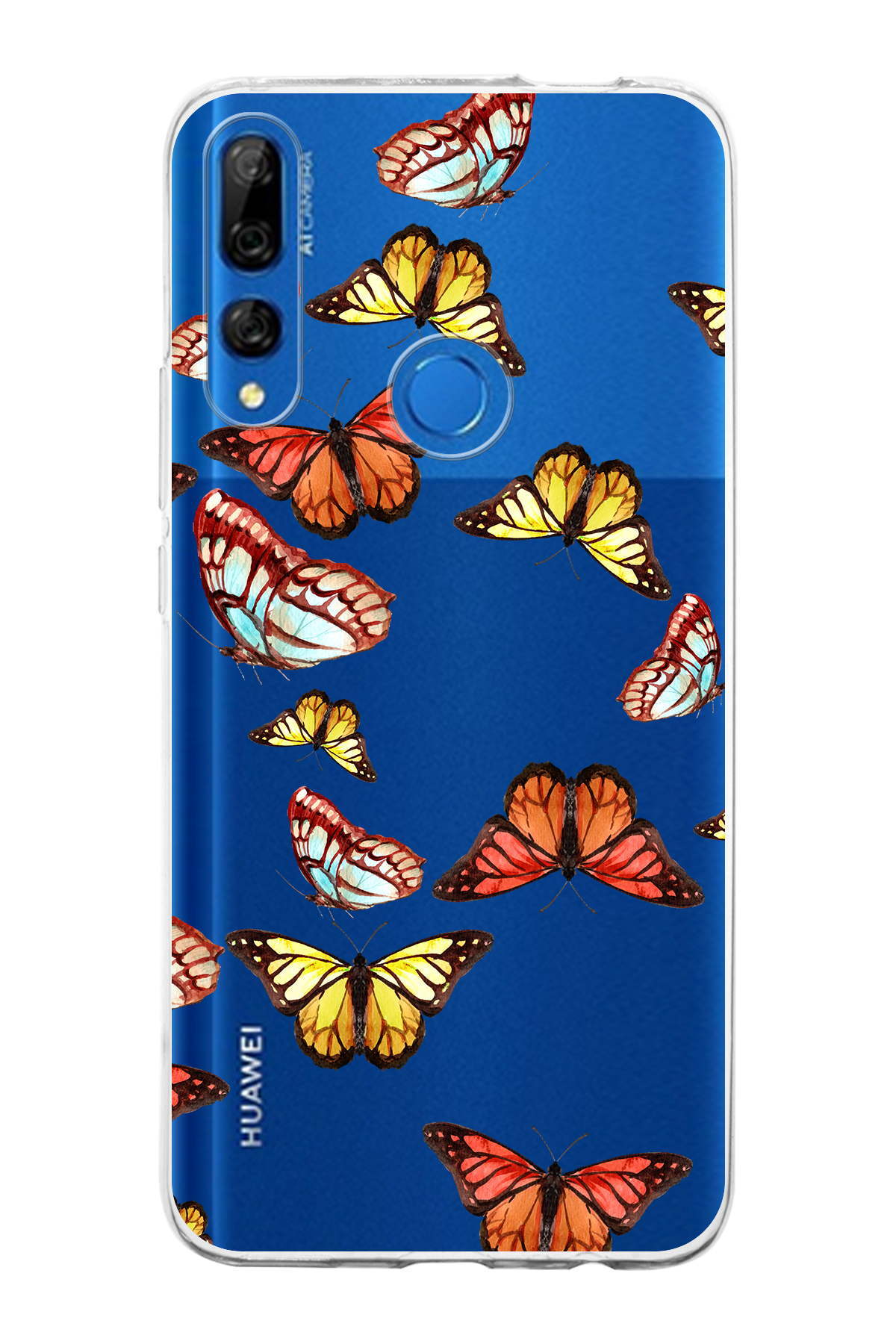 Huawei Y9 Prime 2019 ile Uyumlu 1mm Slim Fit Water Color 2 Baskılı Şeffaf  Kılıf
