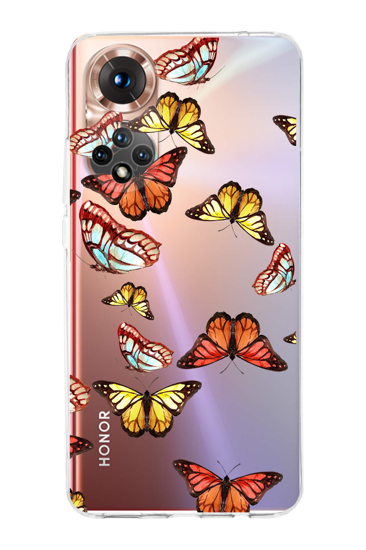 Huawei Honor 50 ile Uyumlu 1mm Slim Fit Water Color 2 Baskılı Şeffaf  Kılıf